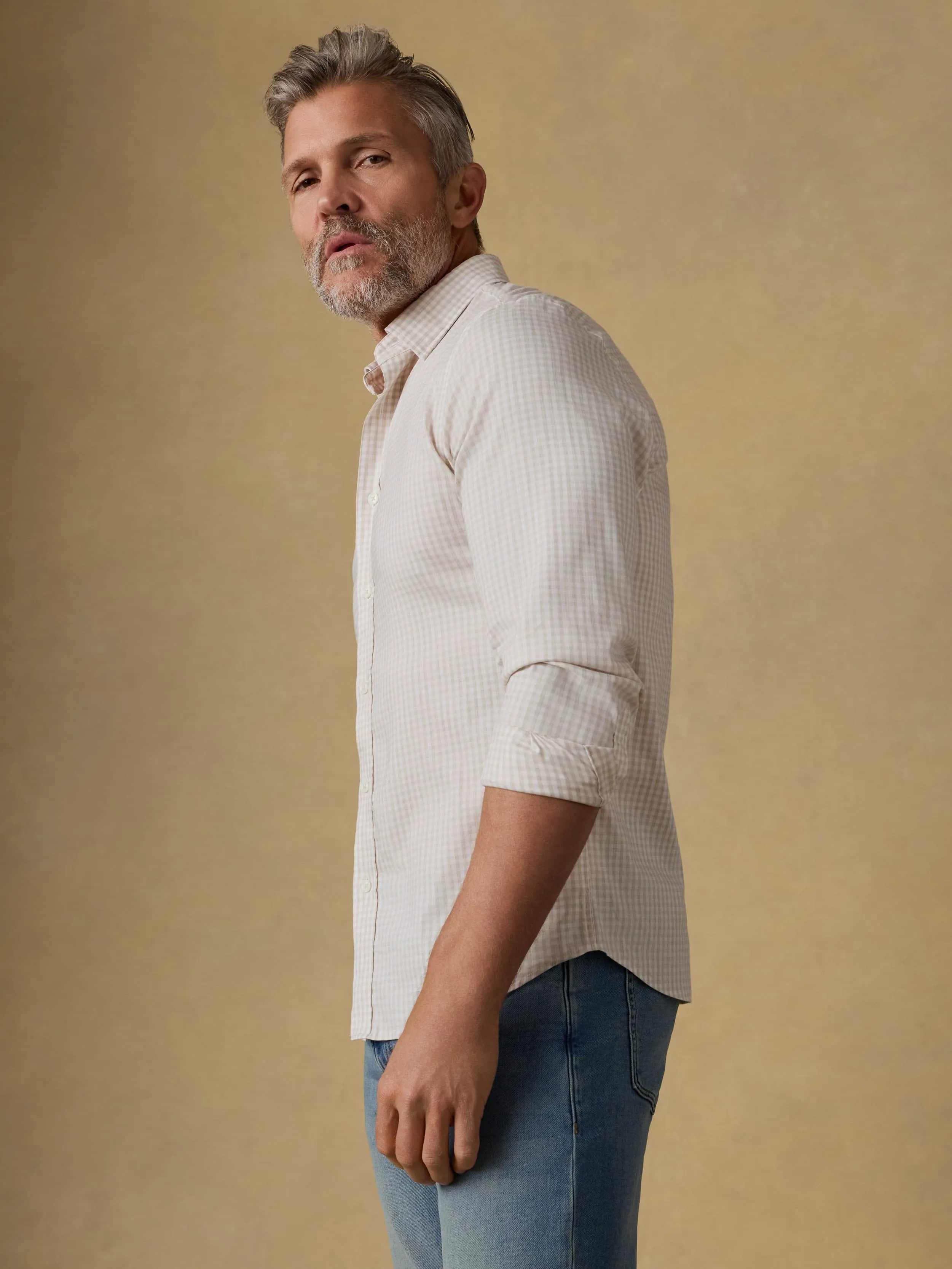 The Movement™ Shirt - Faded Khaki Gingham sold by Faherty product image thumbnail 4