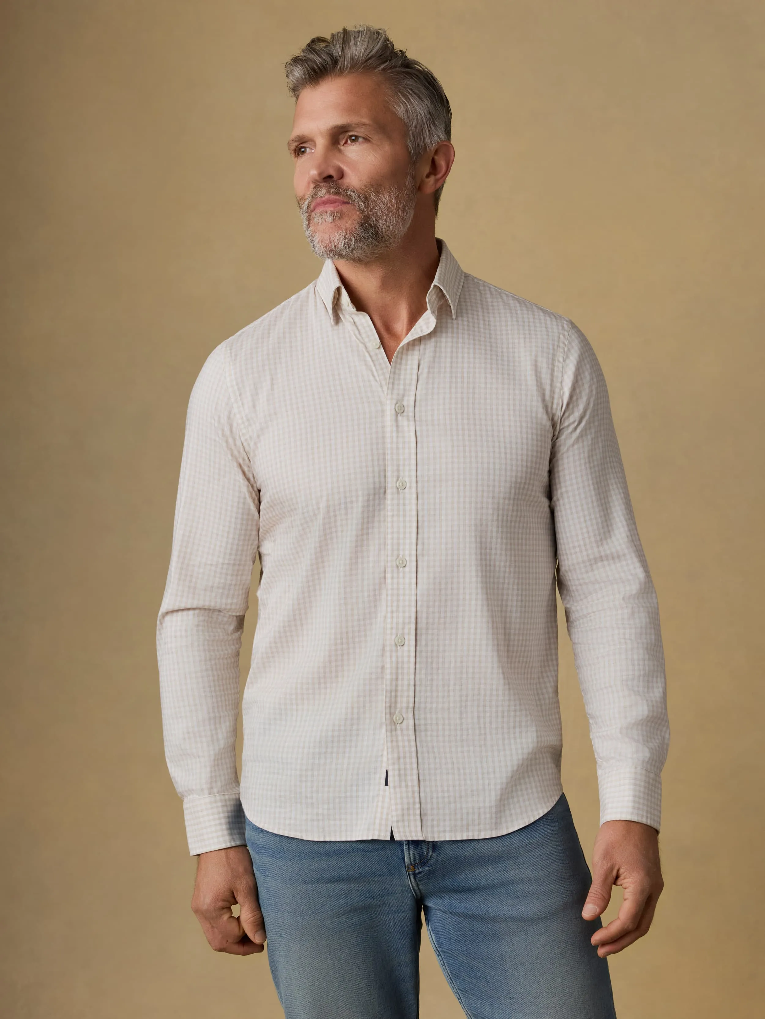 The Movement™ Shirt - Faded Khaki Gingham sold by Faherty