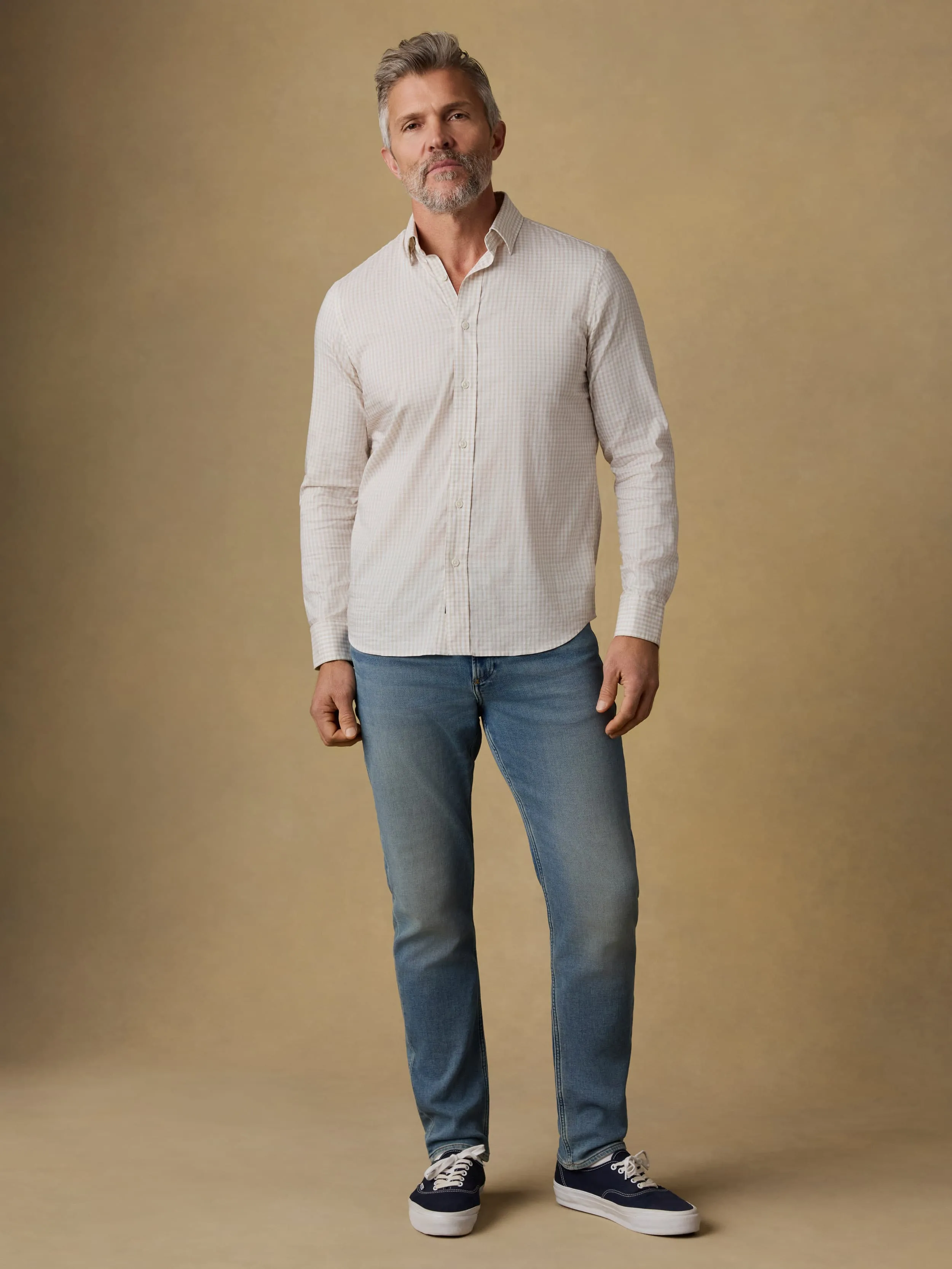 The Movement™ Shirt - Faded Khaki Gingham sold by Faherty product image thumbnail 2