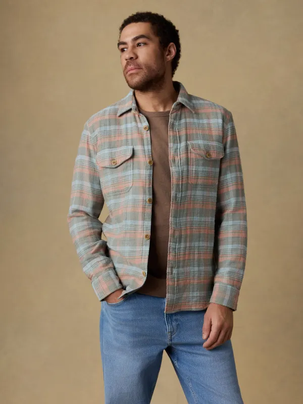 Belmar Workshirt - Olive Sunset Plaid sold by Faherty