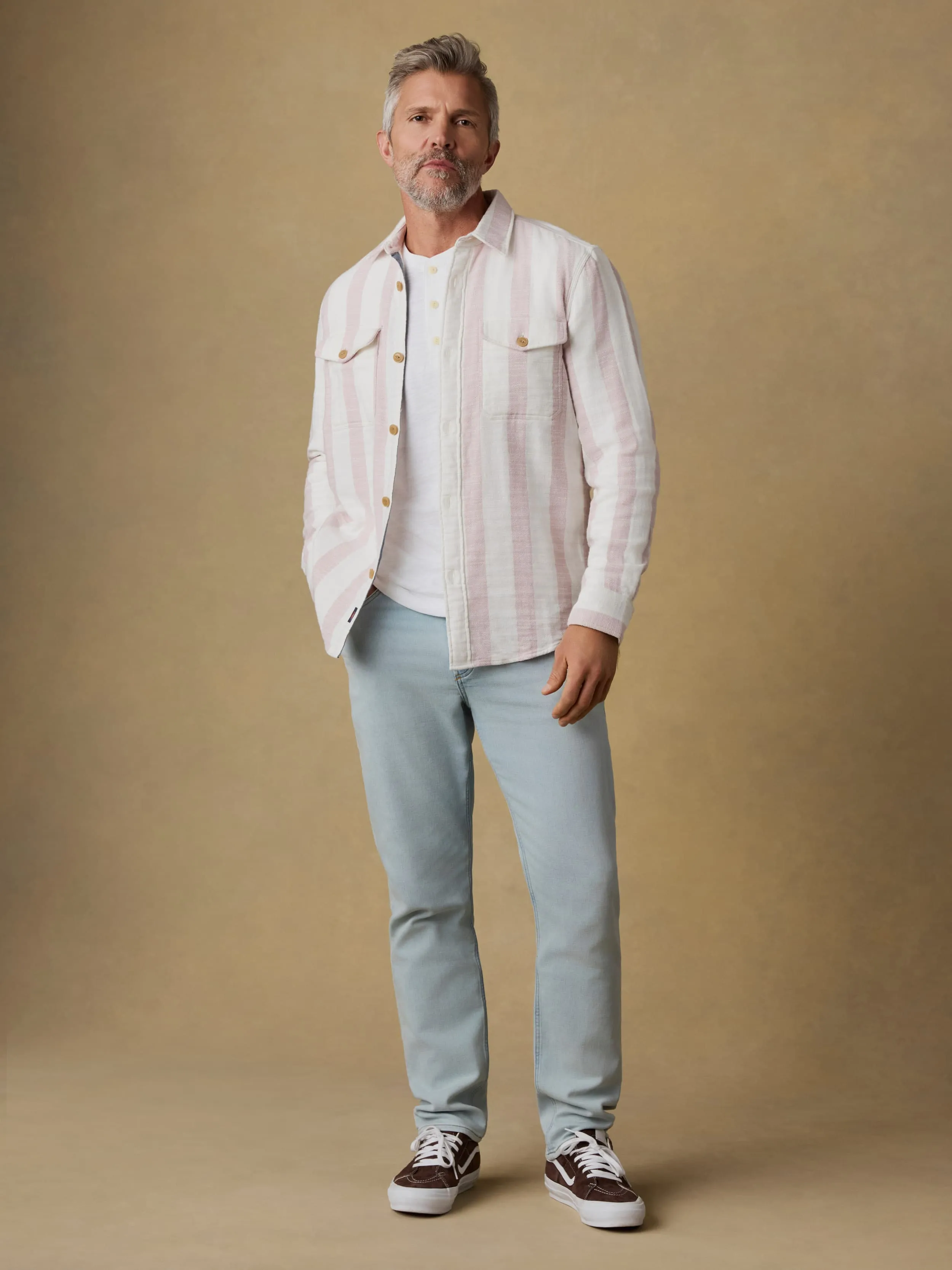 Belmar Workshirt - Sienna Cream Stripe sold by Faherty product image thumbnail 2