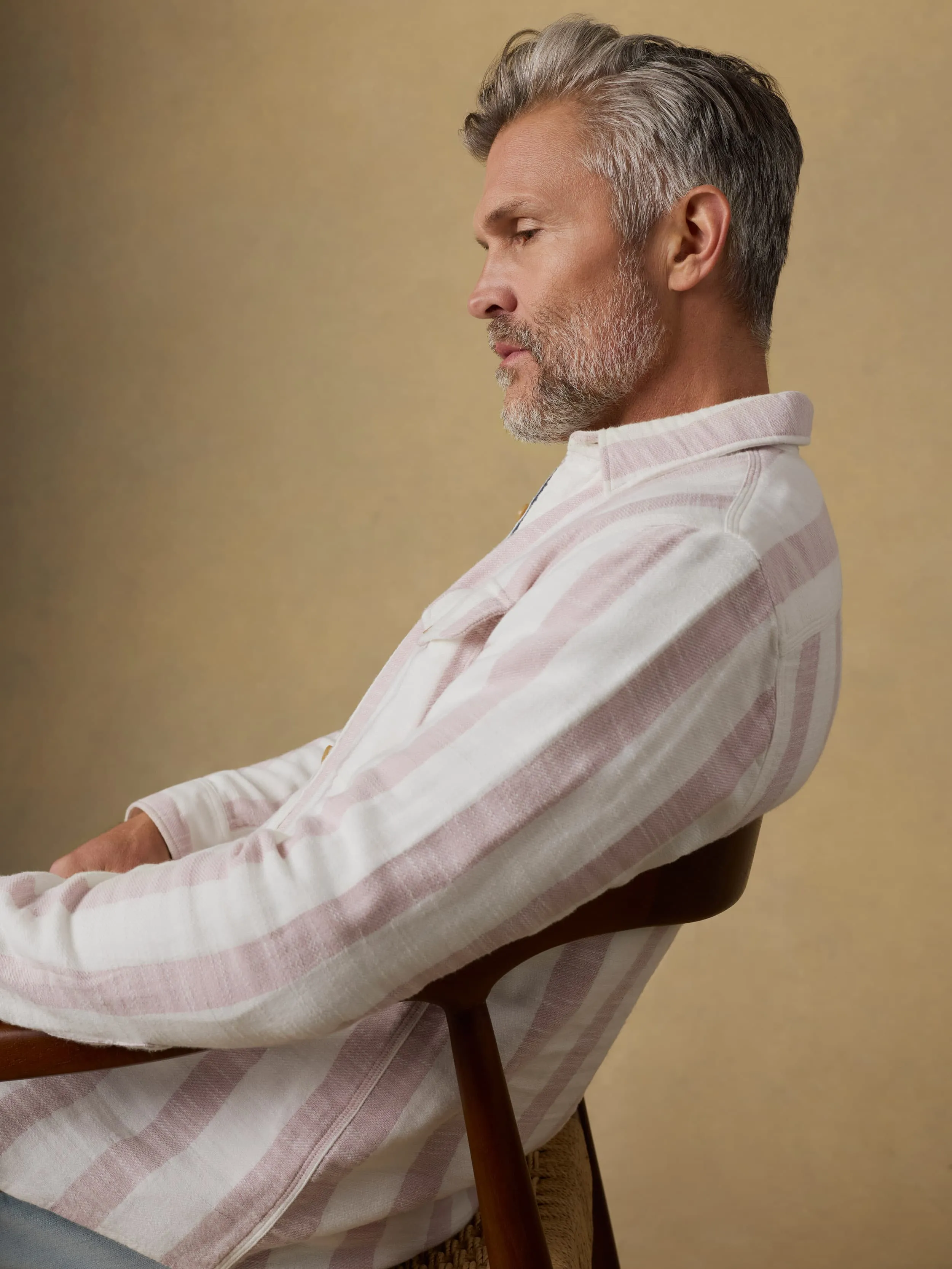 Belmar Workshirt - Sienna Cream Stripe sold by Faherty product image thumbnail 4