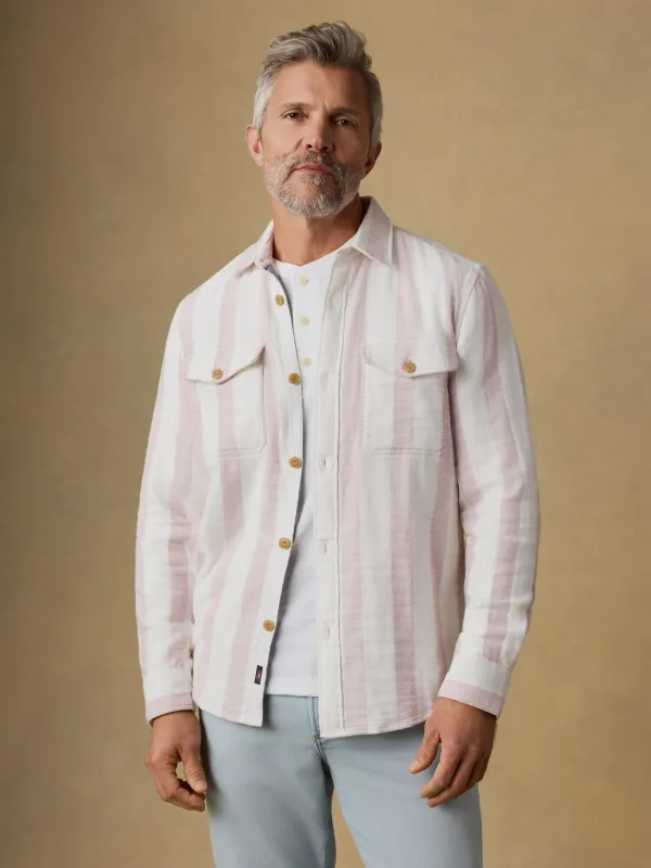 Belmar Workshirt - Sienna Cream Stripe sold by Faherty