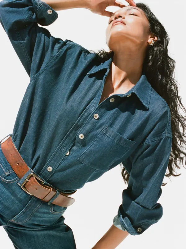 Sunfair Denim Shirt - Dark Sea Wash sold by Faherty