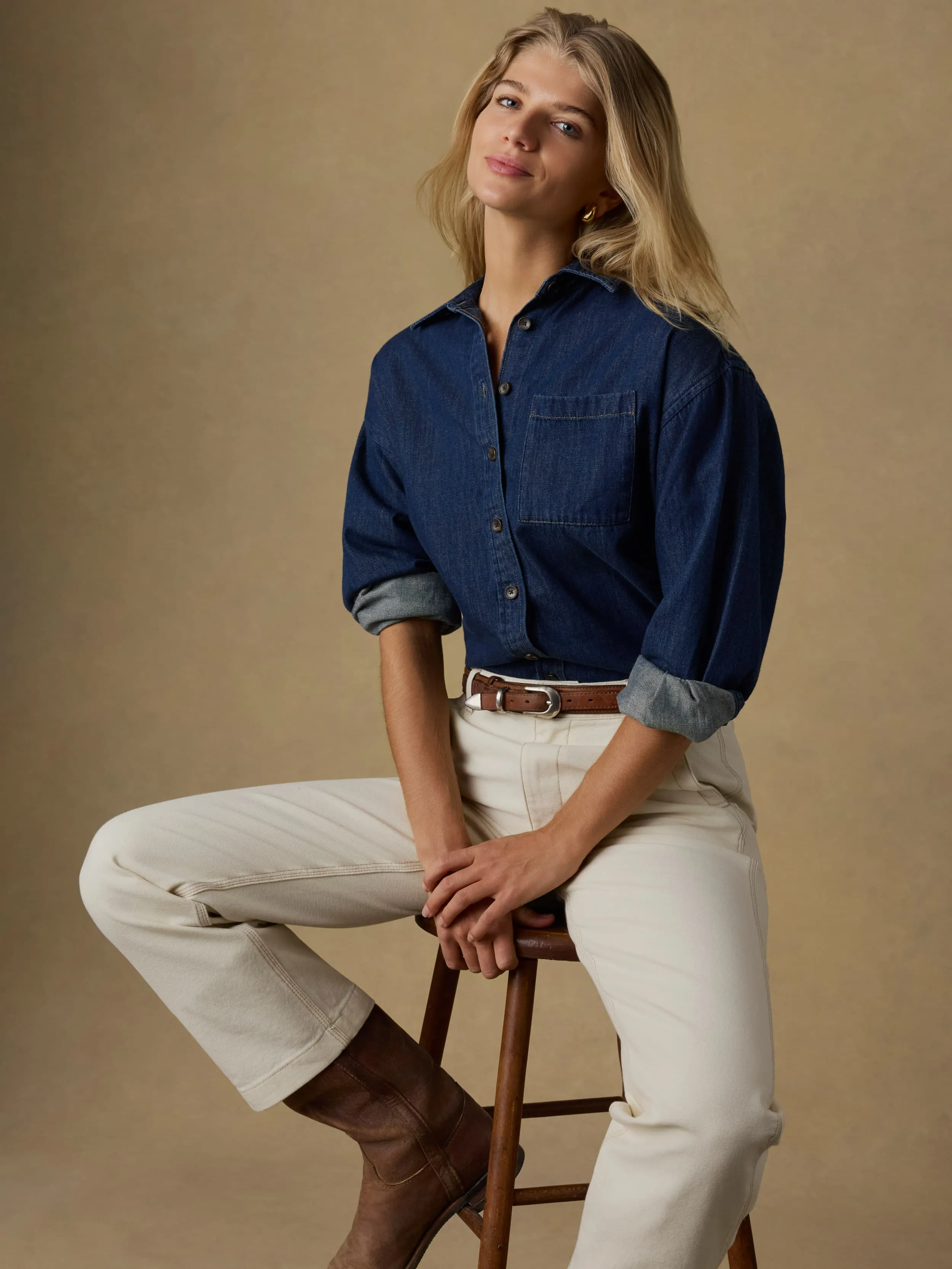 Sunfair Denim Shirt - Dark Sea Wash sold by Faherty product image thumbnail 2