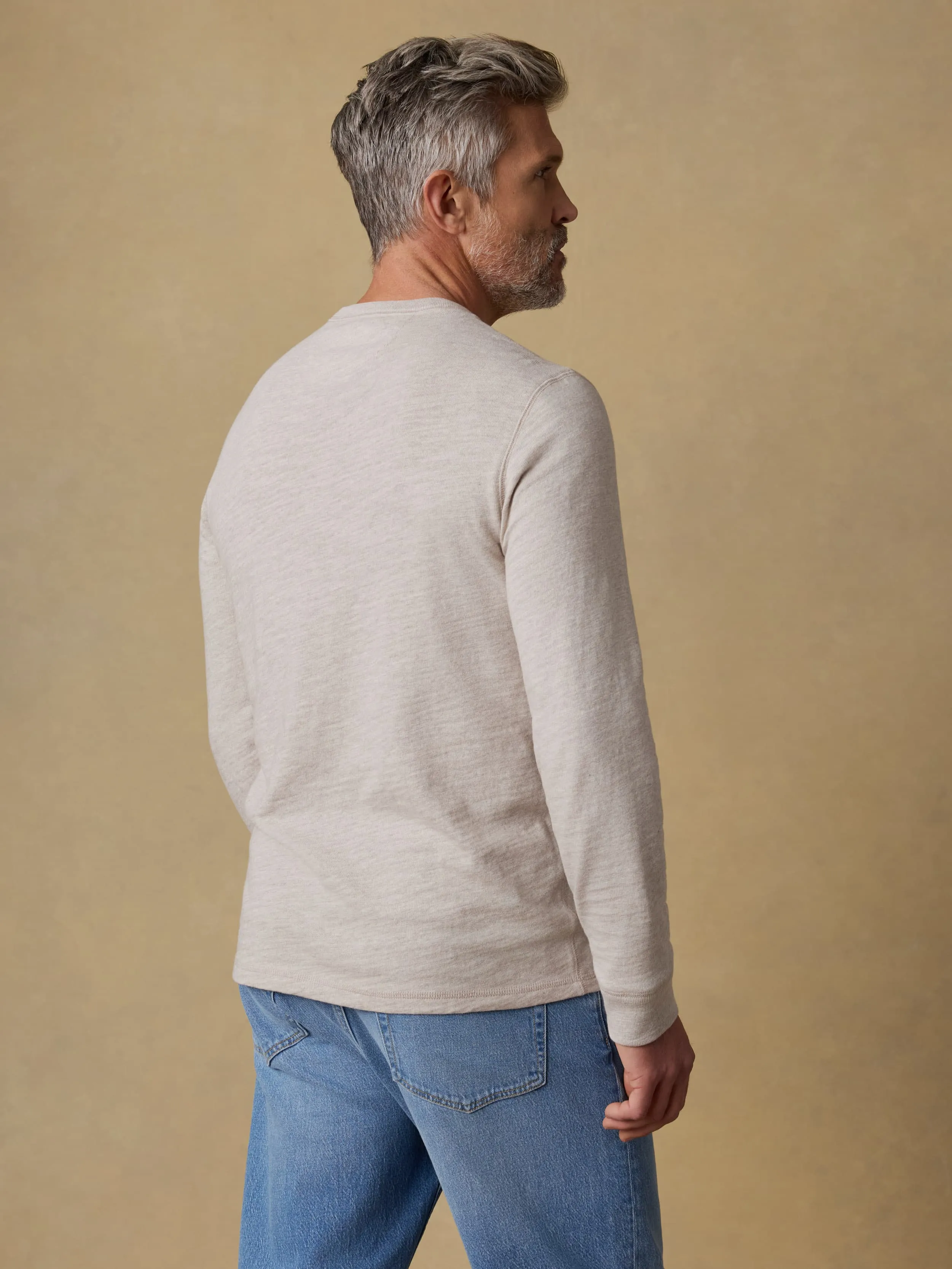 Sunwashed Organic Henley - Oat Plains Heather sold by Faherty product image thumbnail 3