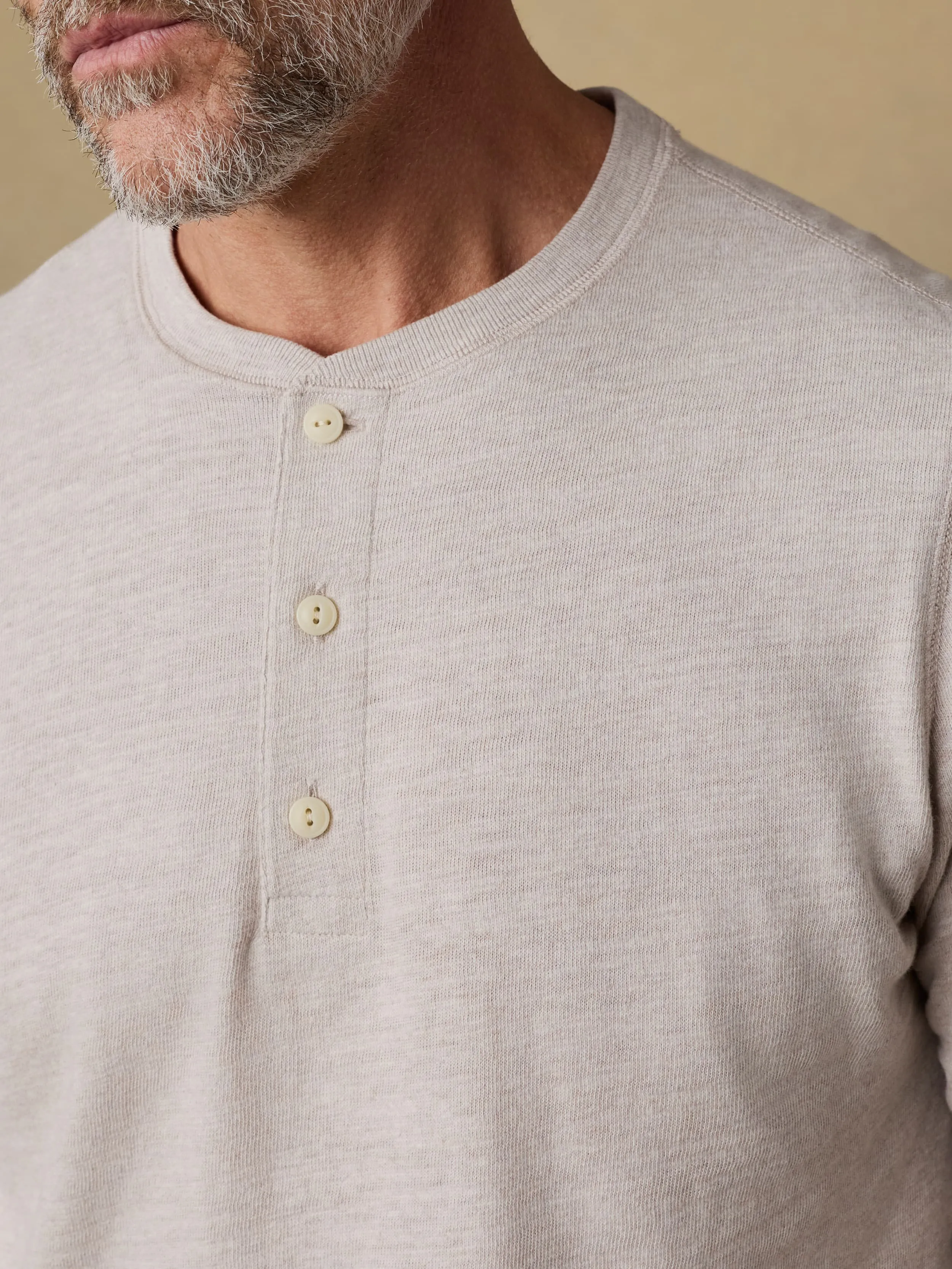 Sunwashed Organic Henley - Oat Plains Heather sold by Faherty product image thumbnail 4