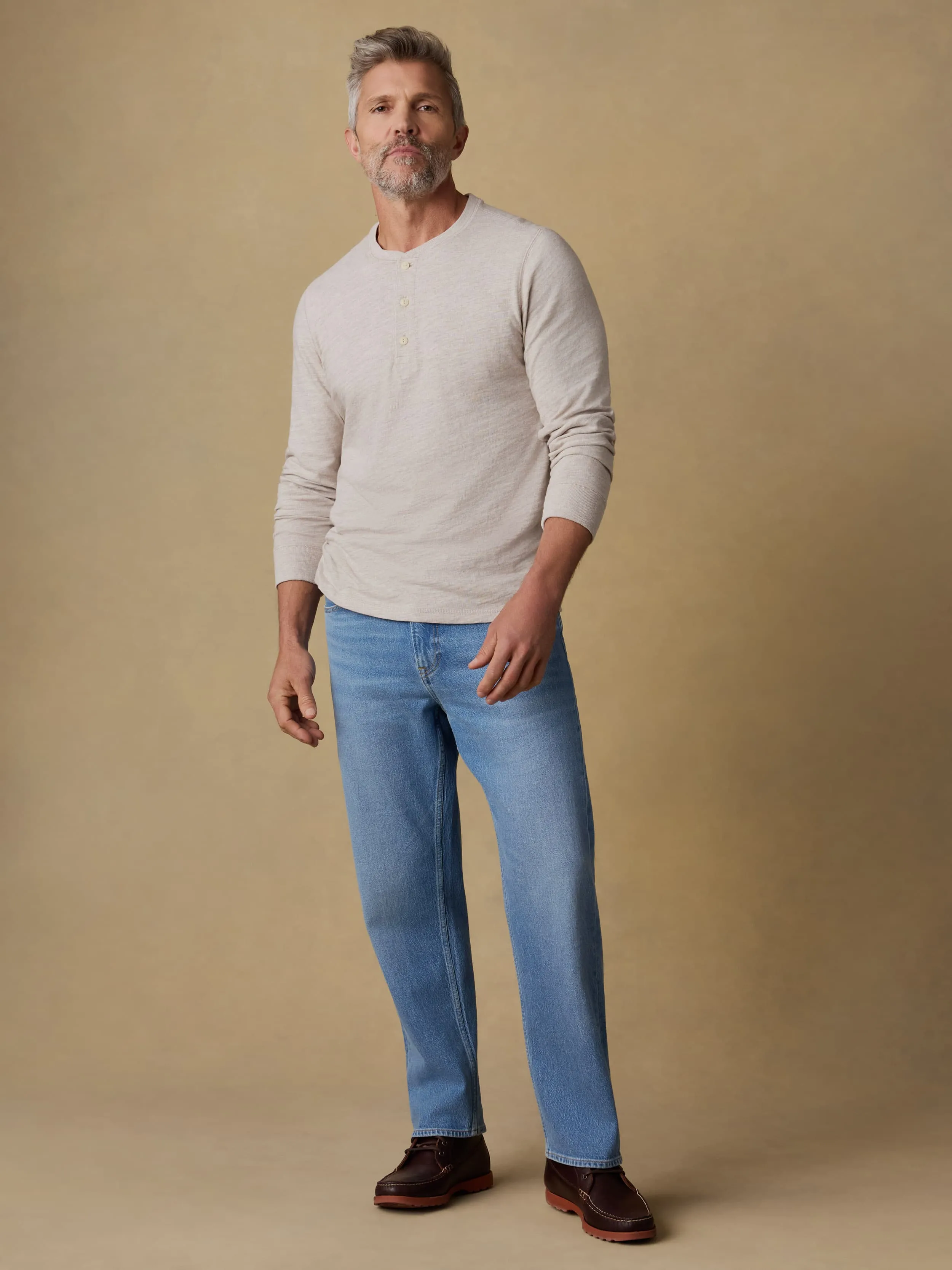 Sunwashed Organic Henley - Oat Plains Heather sold by Faherty product image thumbnail 2