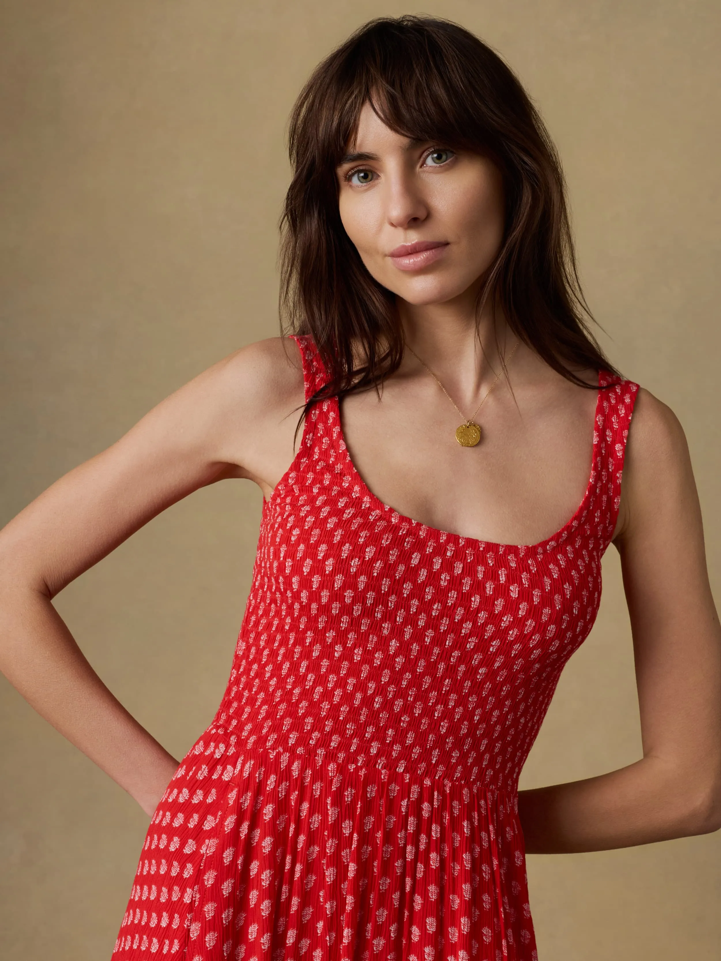 Sophia Smocked Dress - Red Lotus Floral sold by Faherty product image thumbnail 2