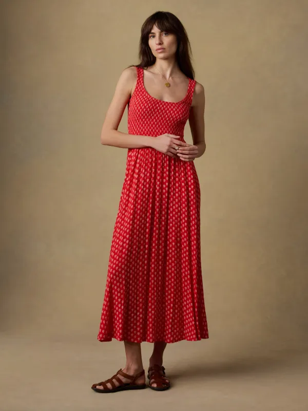 Sophia Smocked Dress - Red Lotus Floral made by Faherty