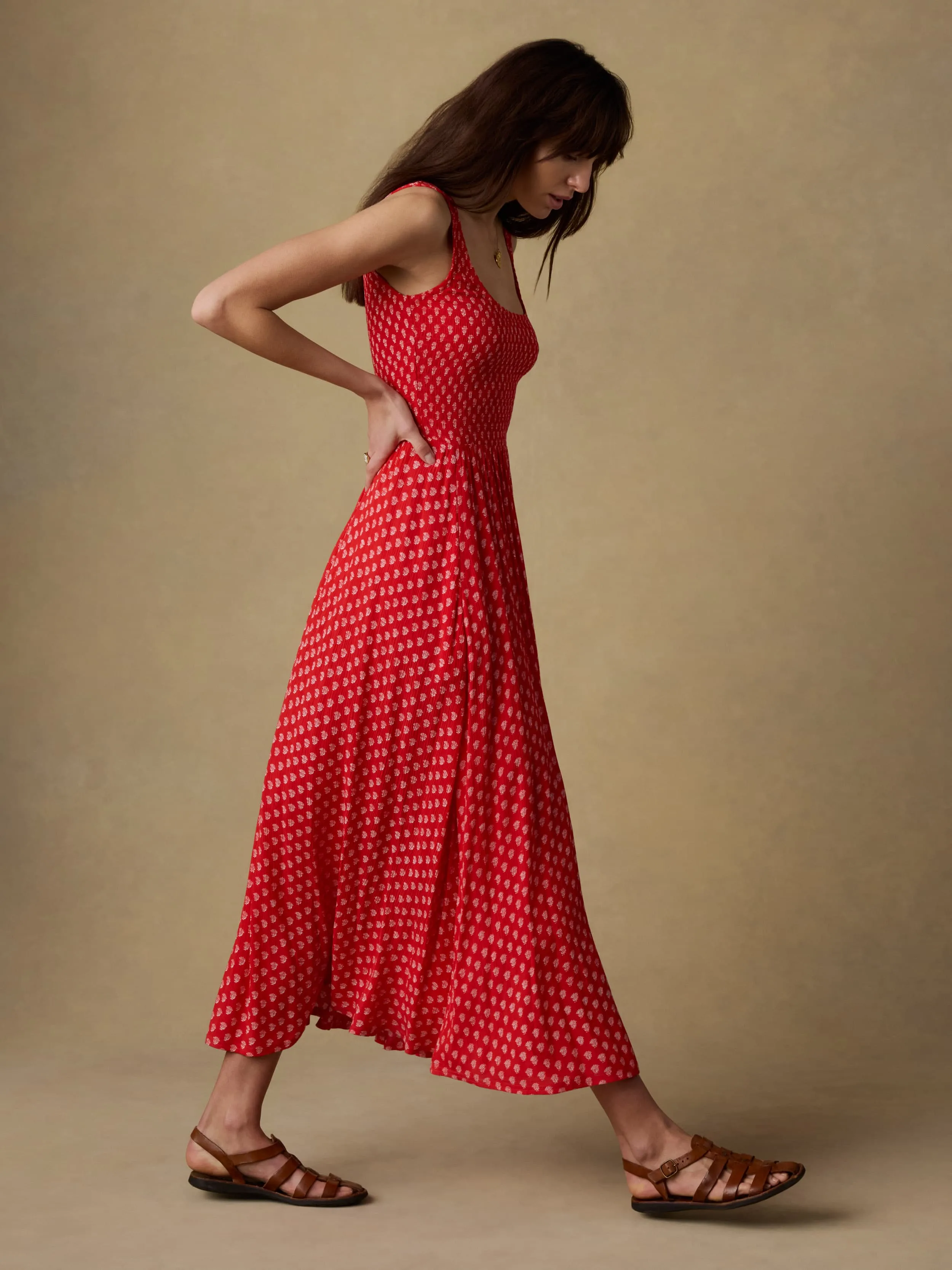 Sophia Smocked Dress - Red Lotus Floral sold by Faherty product image thumbnail 5