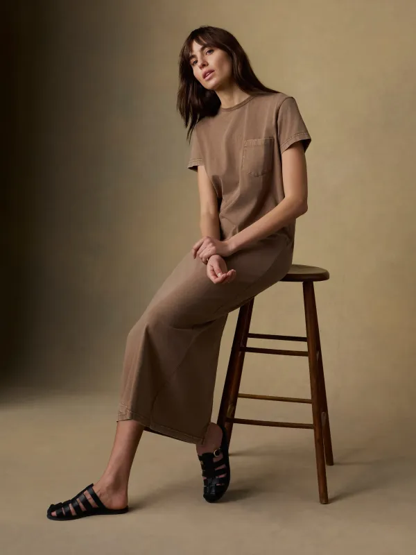 Recycled Cotton Jersey T-Shirt Dress - Alpine Brown sold by Faherty