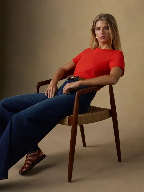 Sunwashed Regenerative Tee - Poppy Red sold by Faherty