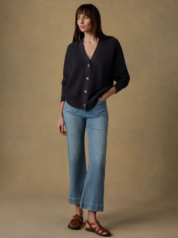 Miramar Linen Relaxed Cardigan - Washed Black sold by Faherty