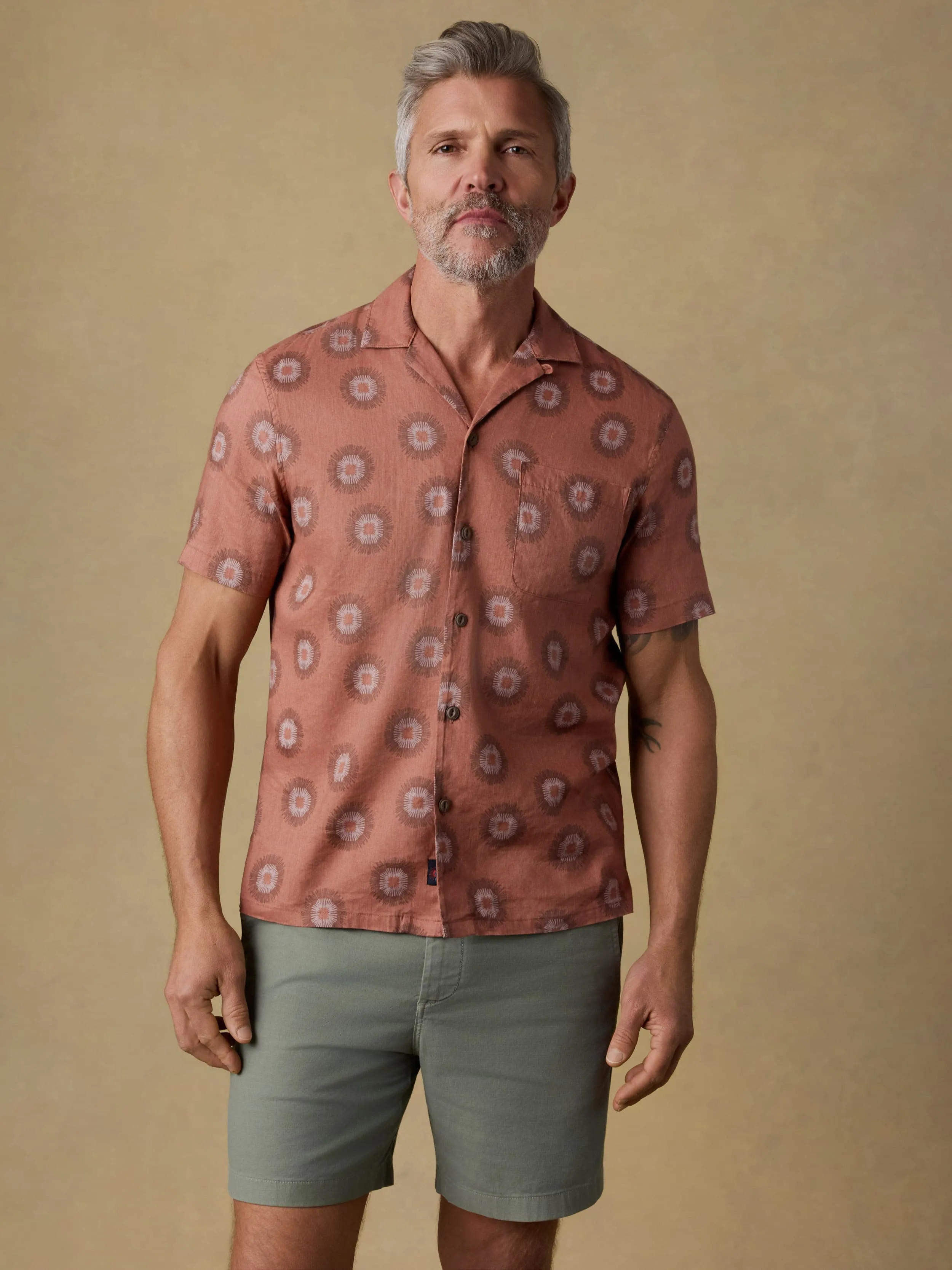 Short-Sleeve Breeze Camp Shirt - Sienna Coast Fireworks sold by Faherty