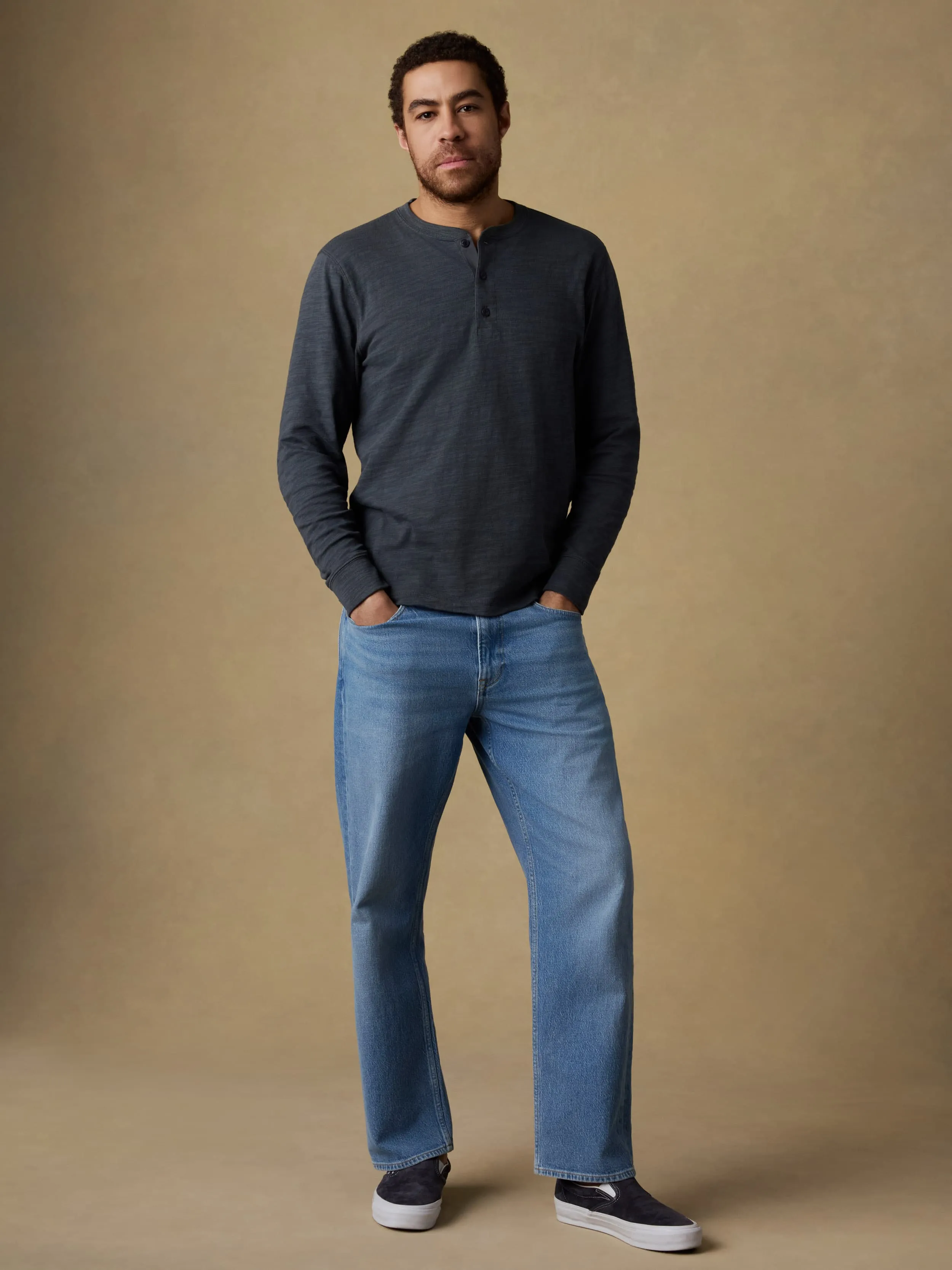 Sunwashed Slub Henley - Graphite sold by Faherty product image thumbnail 4