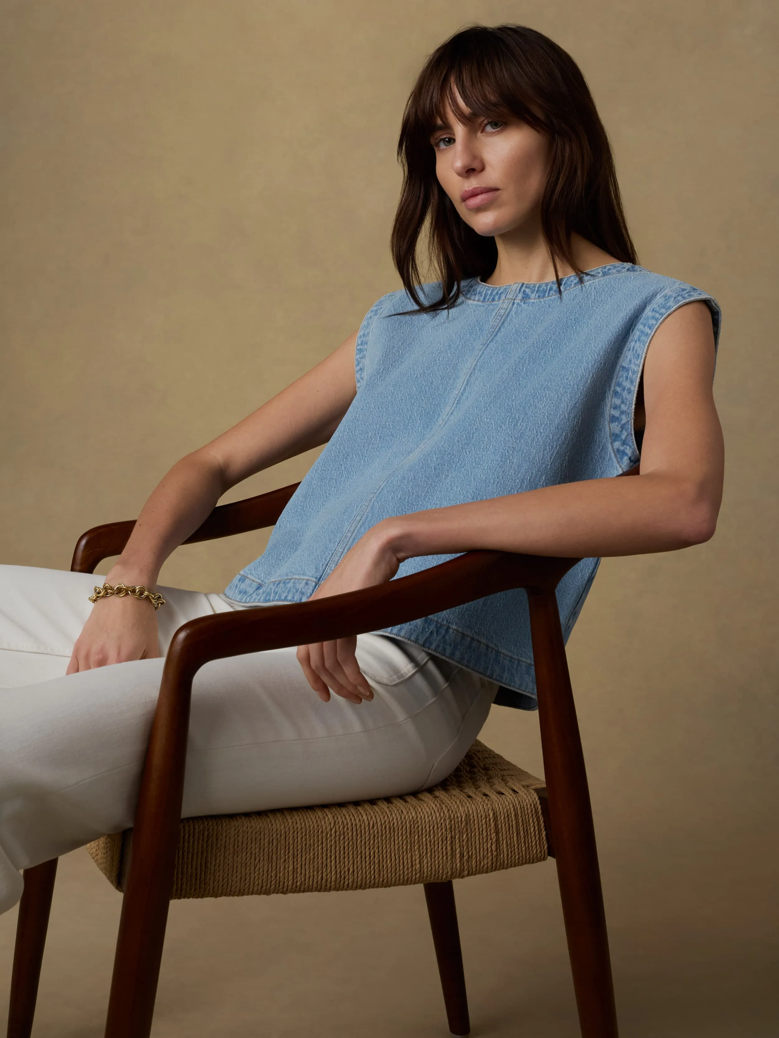 Solstice Denim Shell Top - Bay Drift Wash sold by Faherty