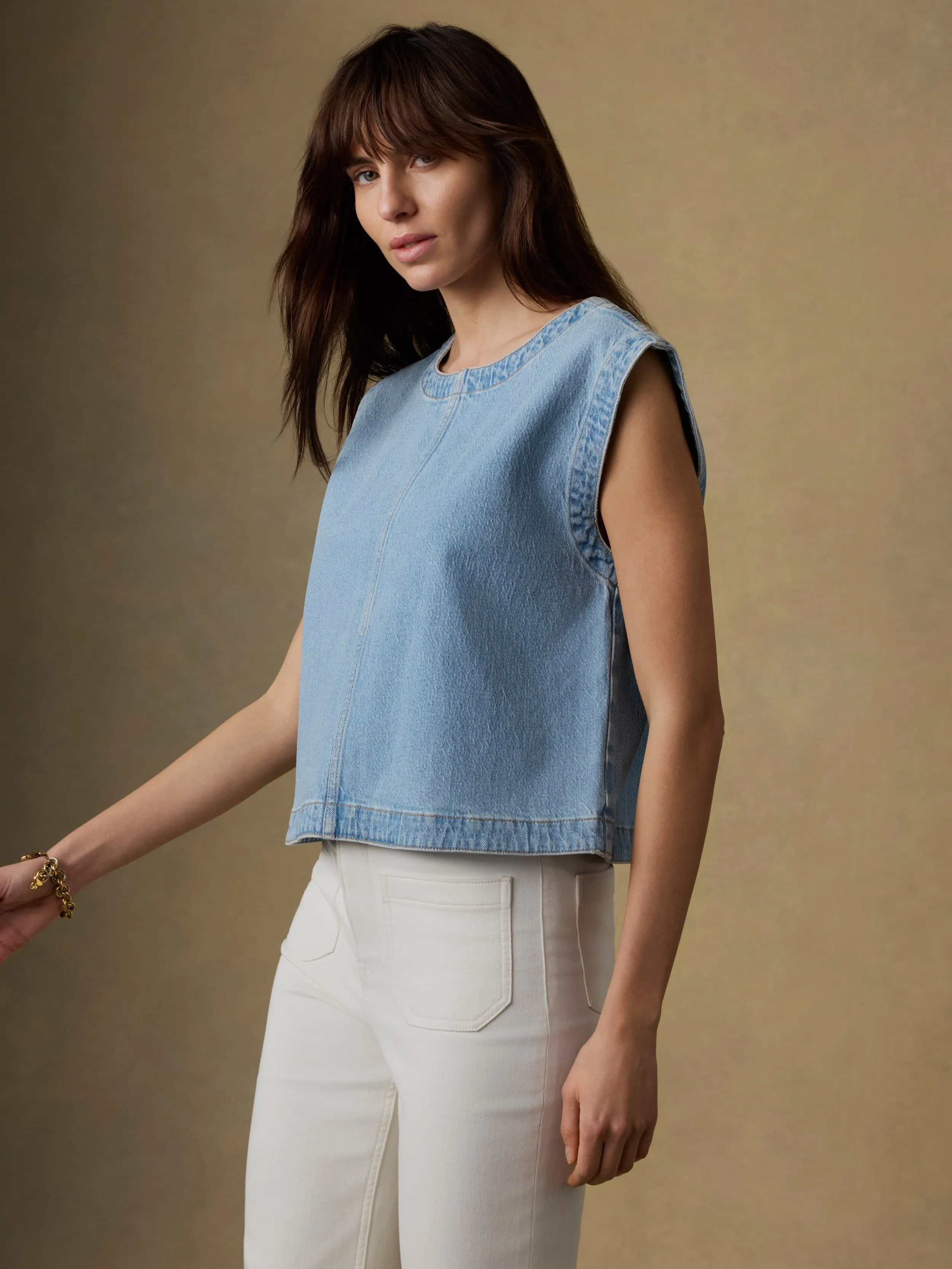 Solstice Denim Shell Top - Bay Drift Wash sold by Faherty product image thumbnail 2