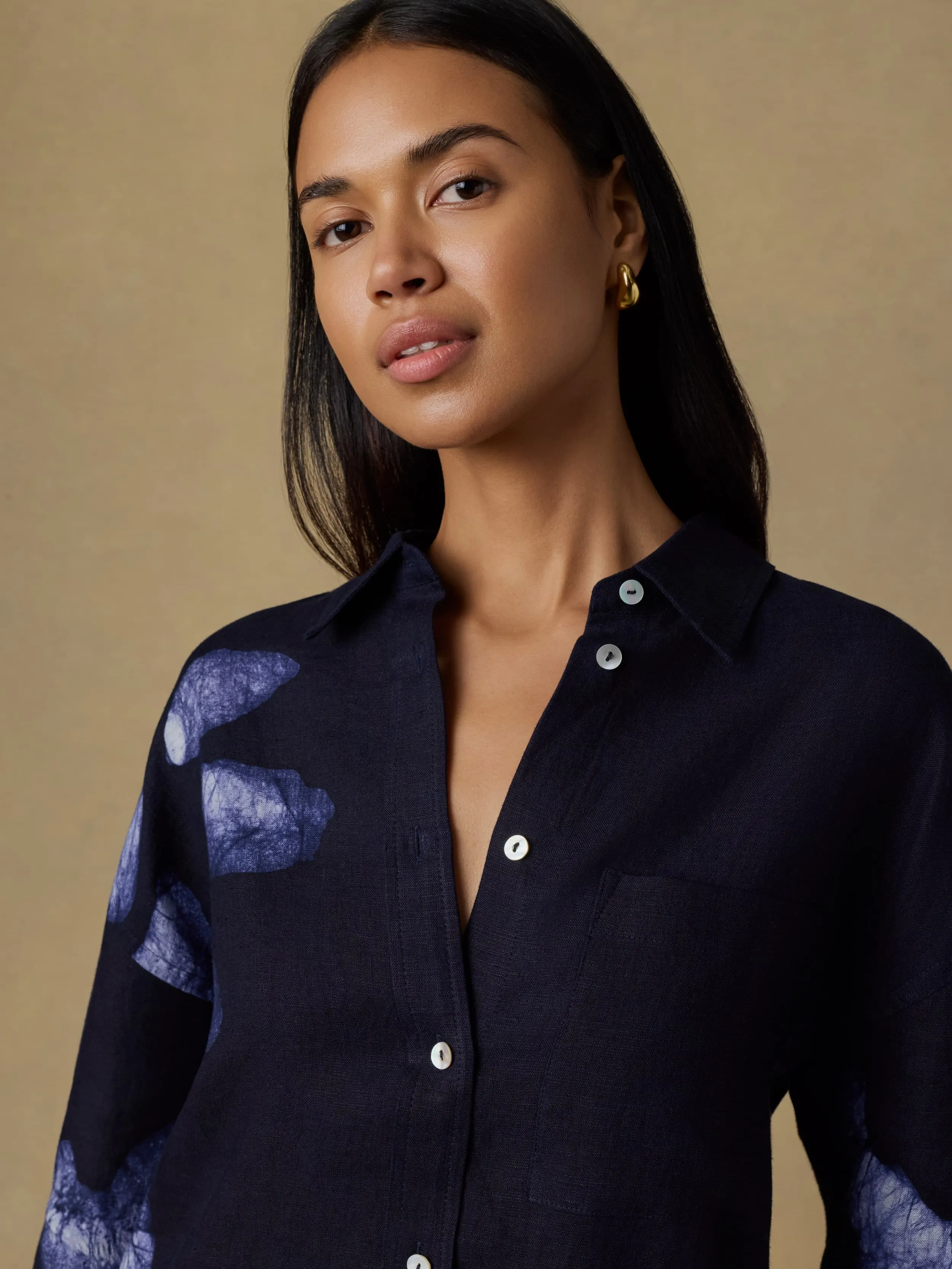 Mia Relaxed Shirt - Midnight Batik Floral sold by Faherty product image thumbnail 5