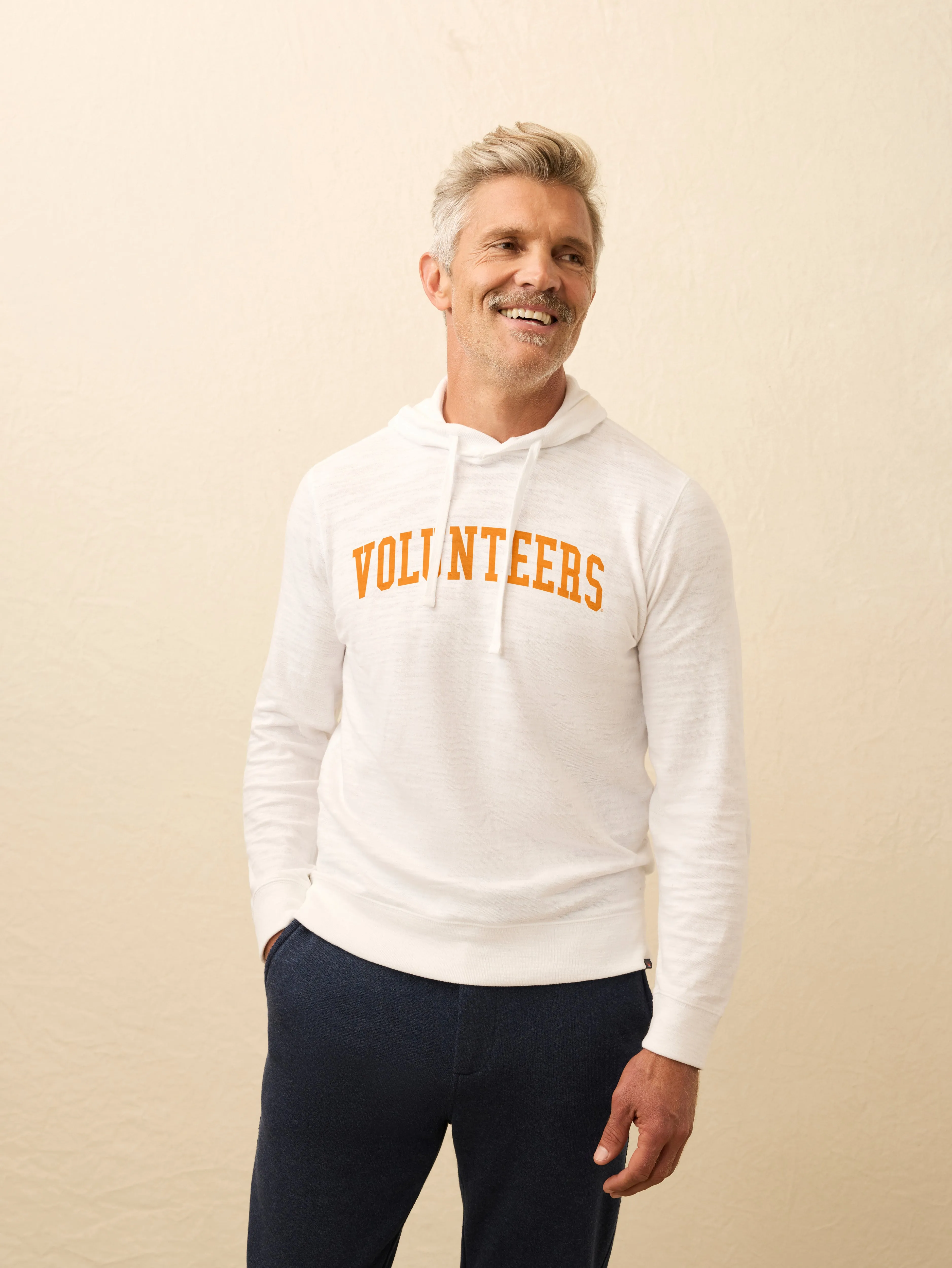University Of Tennessee Sunwashed Slub Hoodie - White sold by Faherty