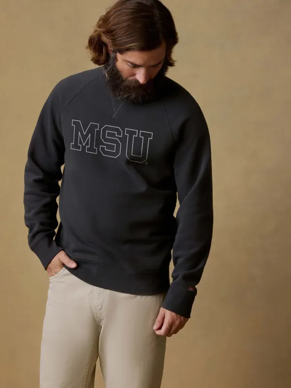 Michigan State High Standard Fleece Crew - Mountain Black made by Faherty