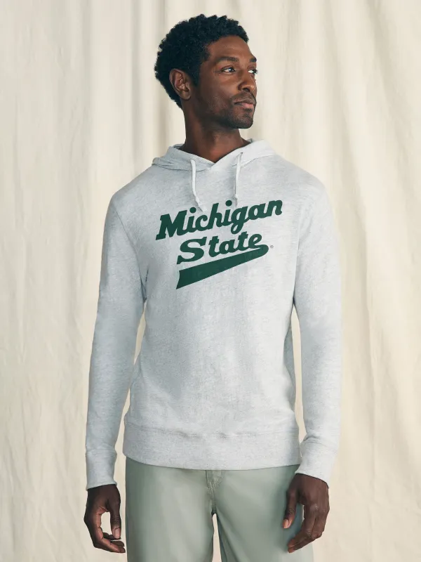 Michigan State Sunwashed Slub Hoodie - Light Grey Heather sold by Faherty