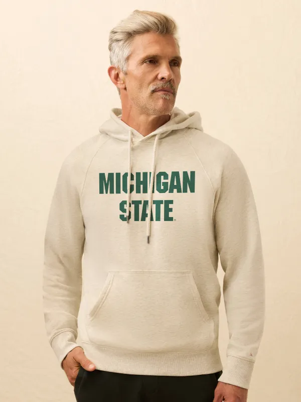 Michigan State High Standard Fleece Hoodie - Antique Ivory Heather sold by Faherty