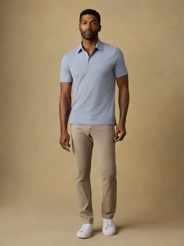 Short-Sleeve Movement™ Pique Polo - Flint White Melange sold by Faherty