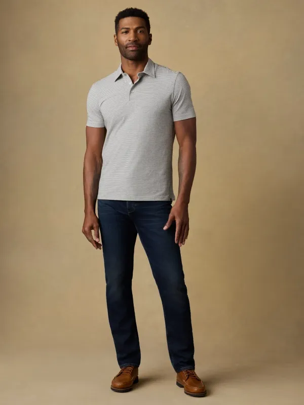 Short-Sleeve Movement™ Polo - Dark Cloud Stripe made by Faherty