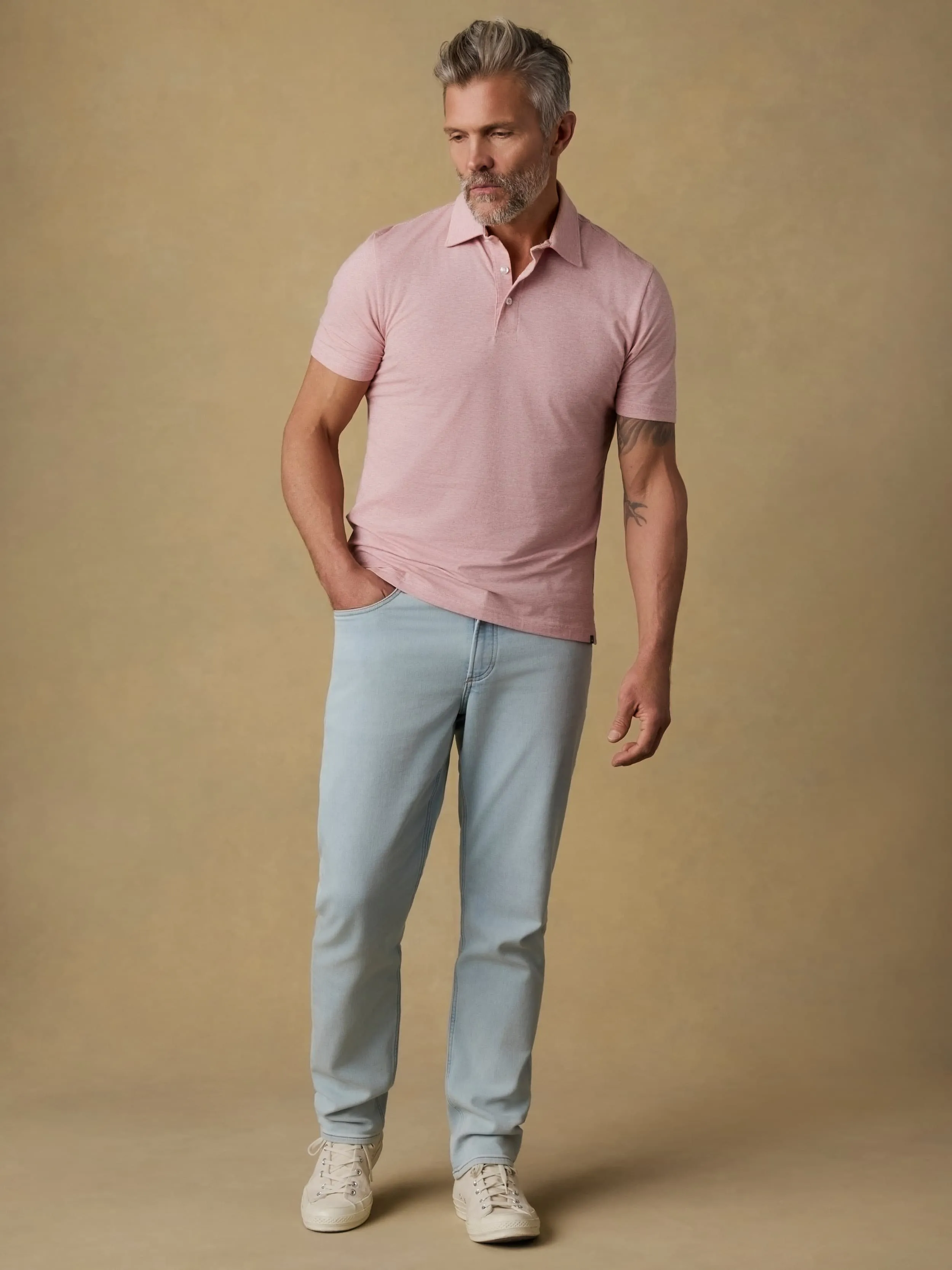 Short-Sleeve Movement™ Polo - Ivory Rose Feeder sold by Faherty product image thumbnail 2