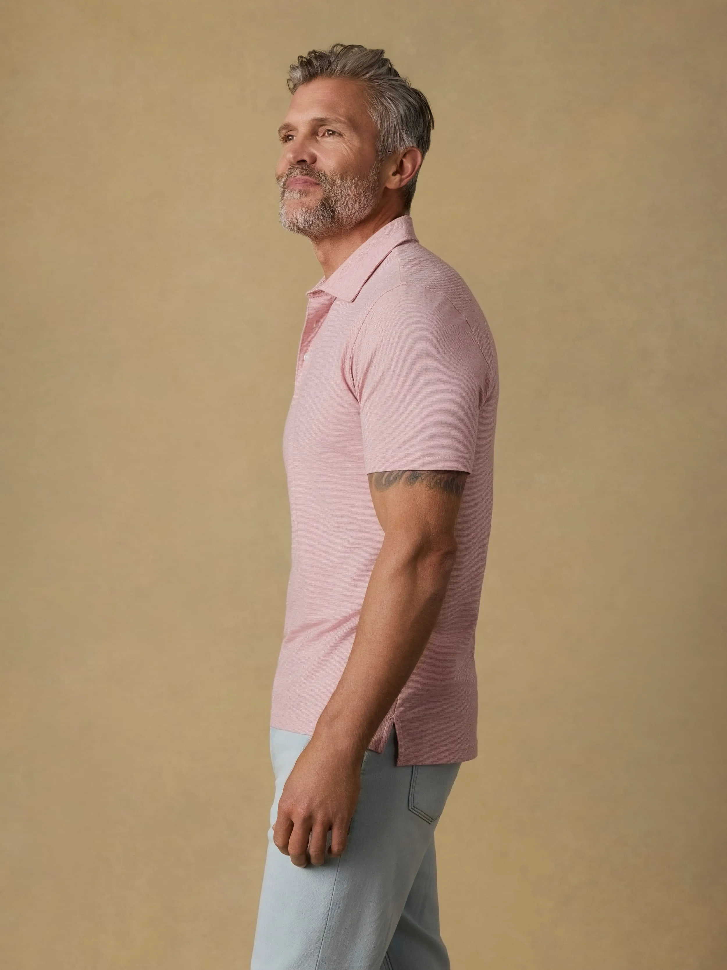Short-Sleeve Movement™ Polo - Ivory Rose Feeder sold by Faherty product image thumbnail 4