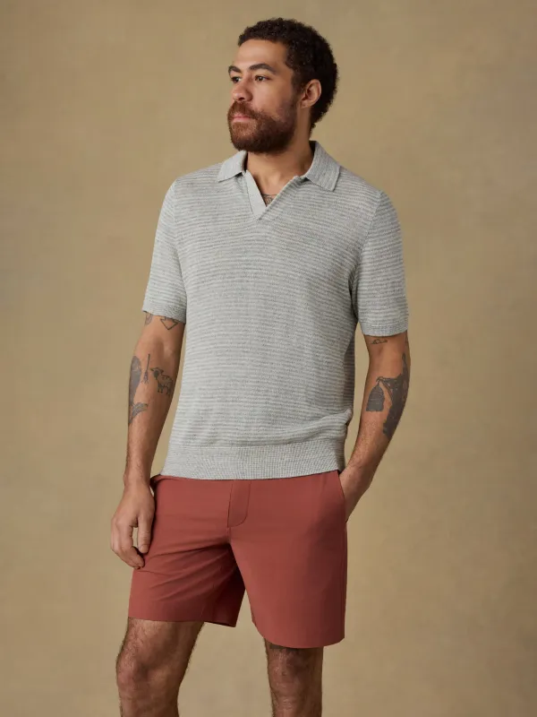 Short-Sleeve Linen Sweater Polo - Beach Tree Stripe sold by Faherty