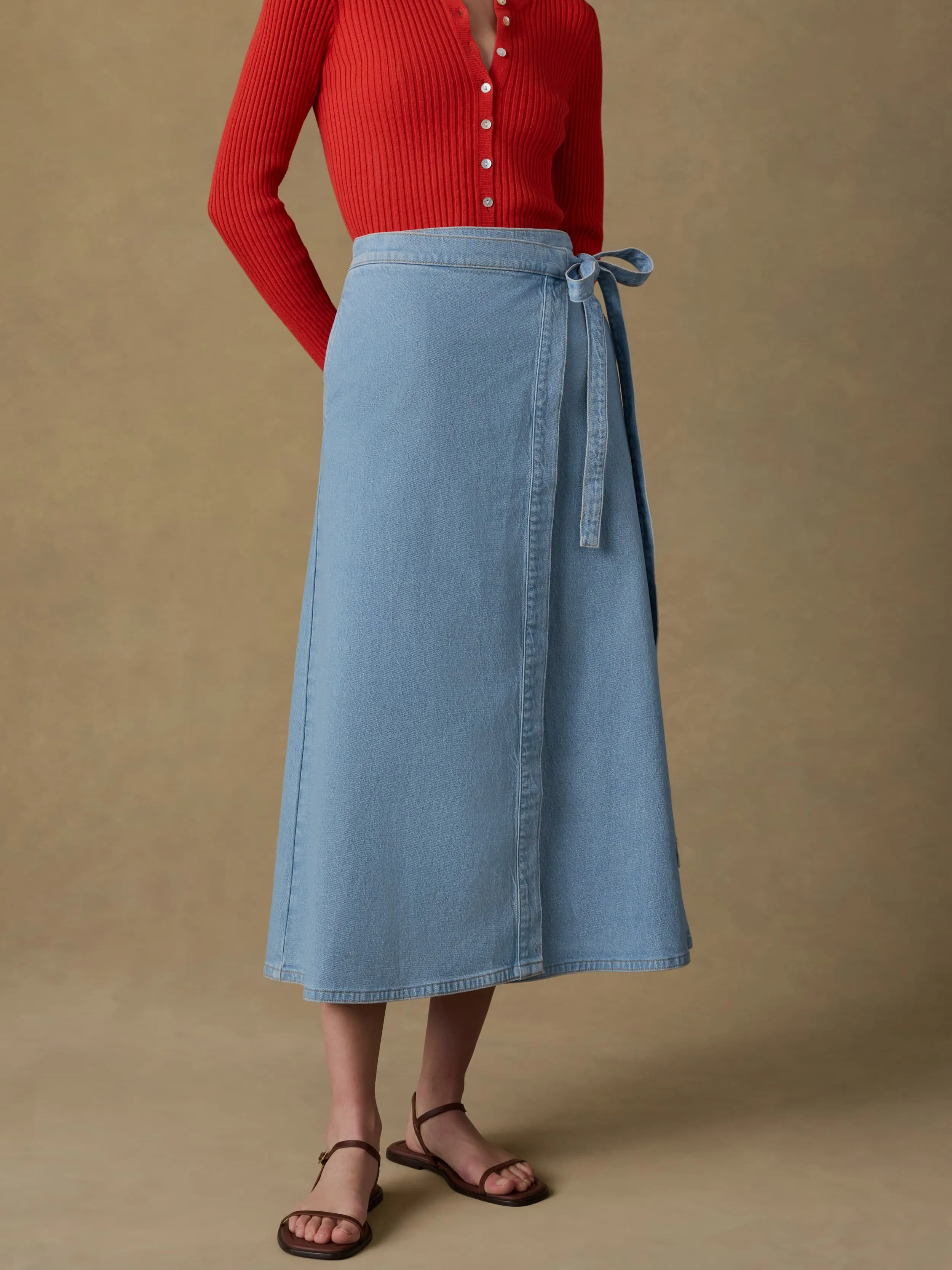 Solstice Denim Wrap Skirt - Bay Drift Wash sold by Faherty product image thumbnail 4