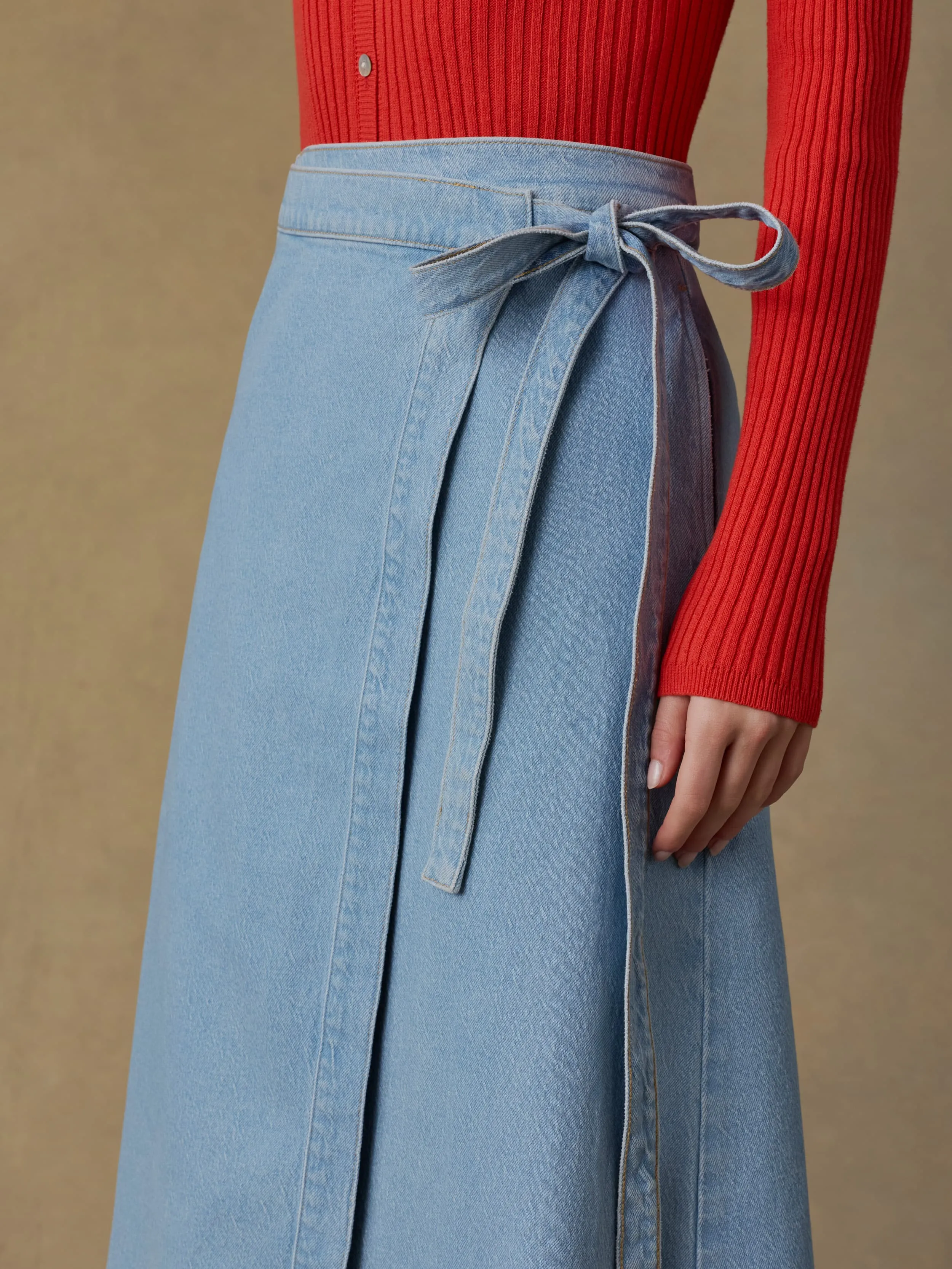 Solstice Denim Wrap Skirt - Bay Drift Wash sold by Faherty product image thumbnail 2
