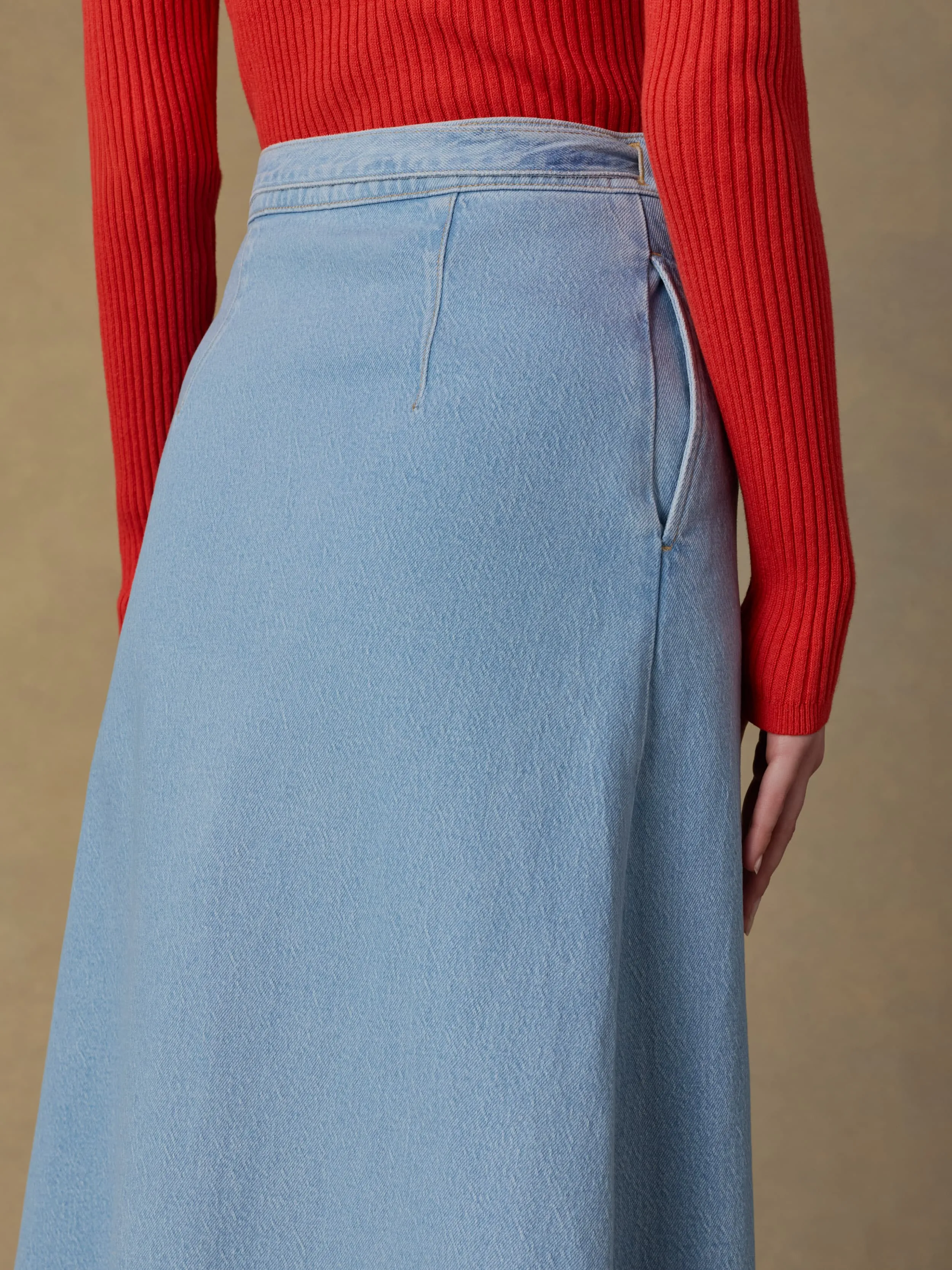 Solstice Denim Wrap Skirt - Bay Drift Wash sold by Faherty product image thumbnail 5