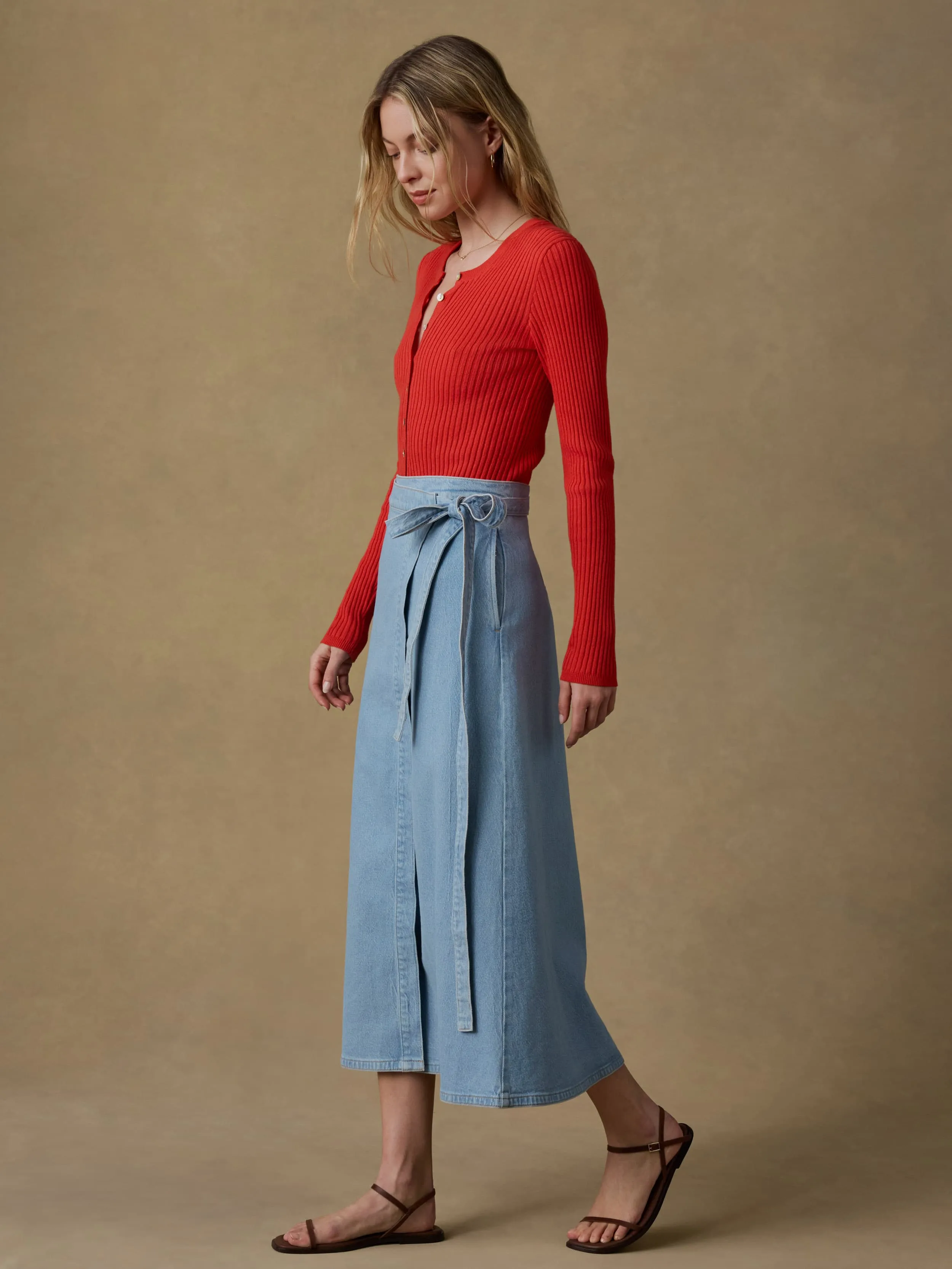 Solstice Denim Wrap Skirt - Bay Drift Wash sold by Faherty product image thumbnail 3