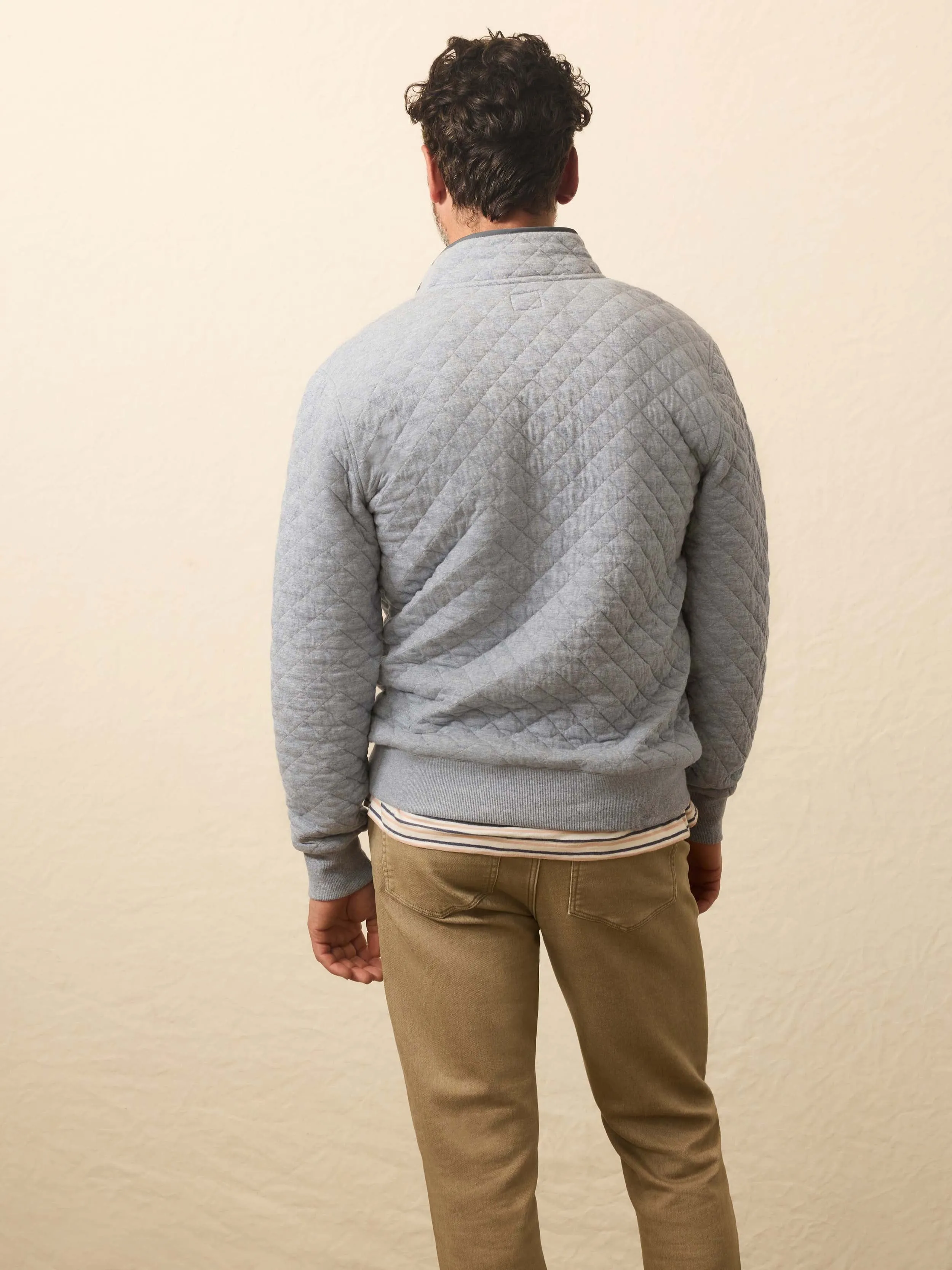 Epic Quilted Fleece Pullover - Ocean Wind Heather sold by Faherty product image thumbnail 3
