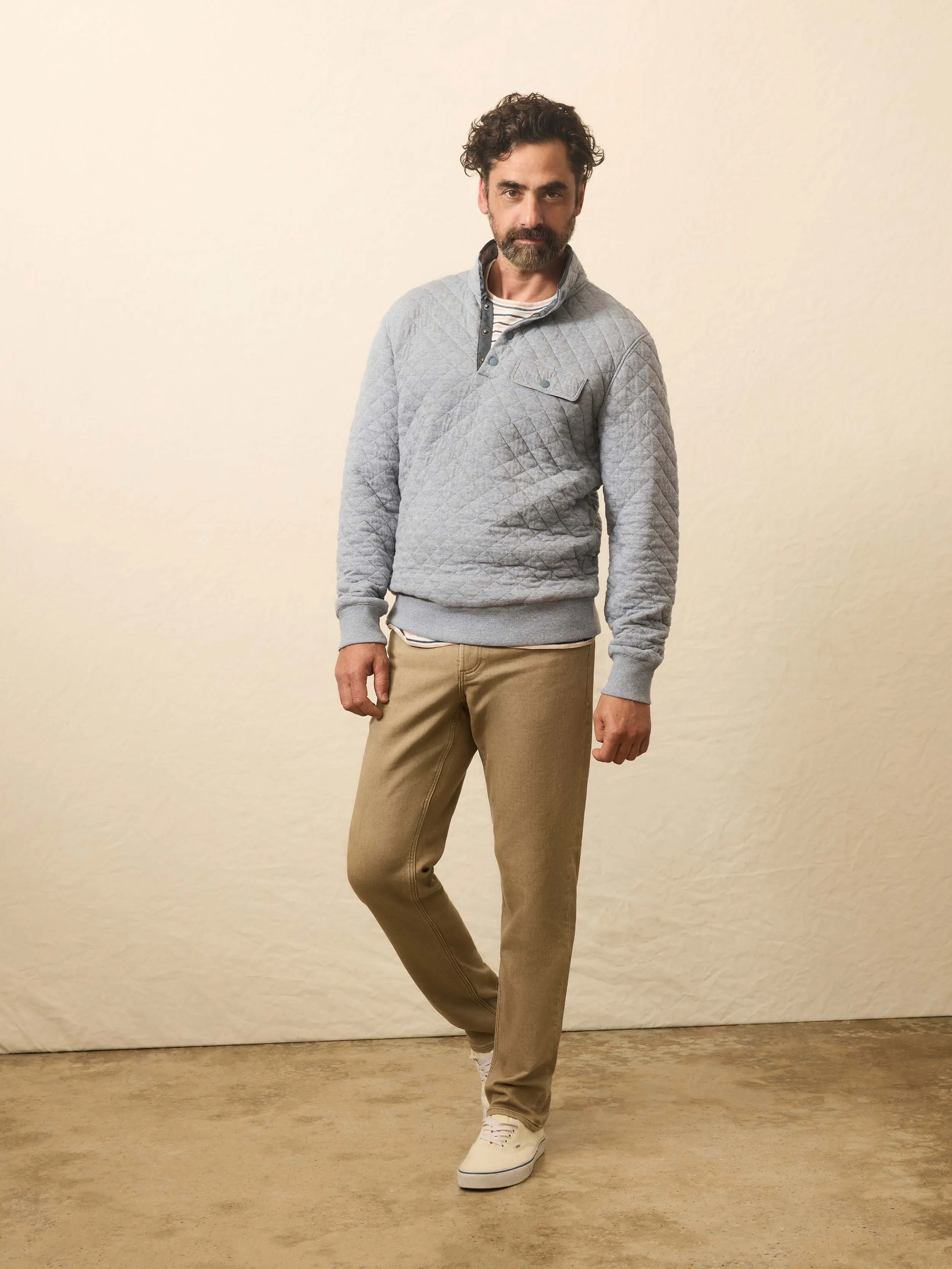 Epic Quilted Fleece Pullover - Ocean Wind Heather sold by Faherty product image thumbnail 4