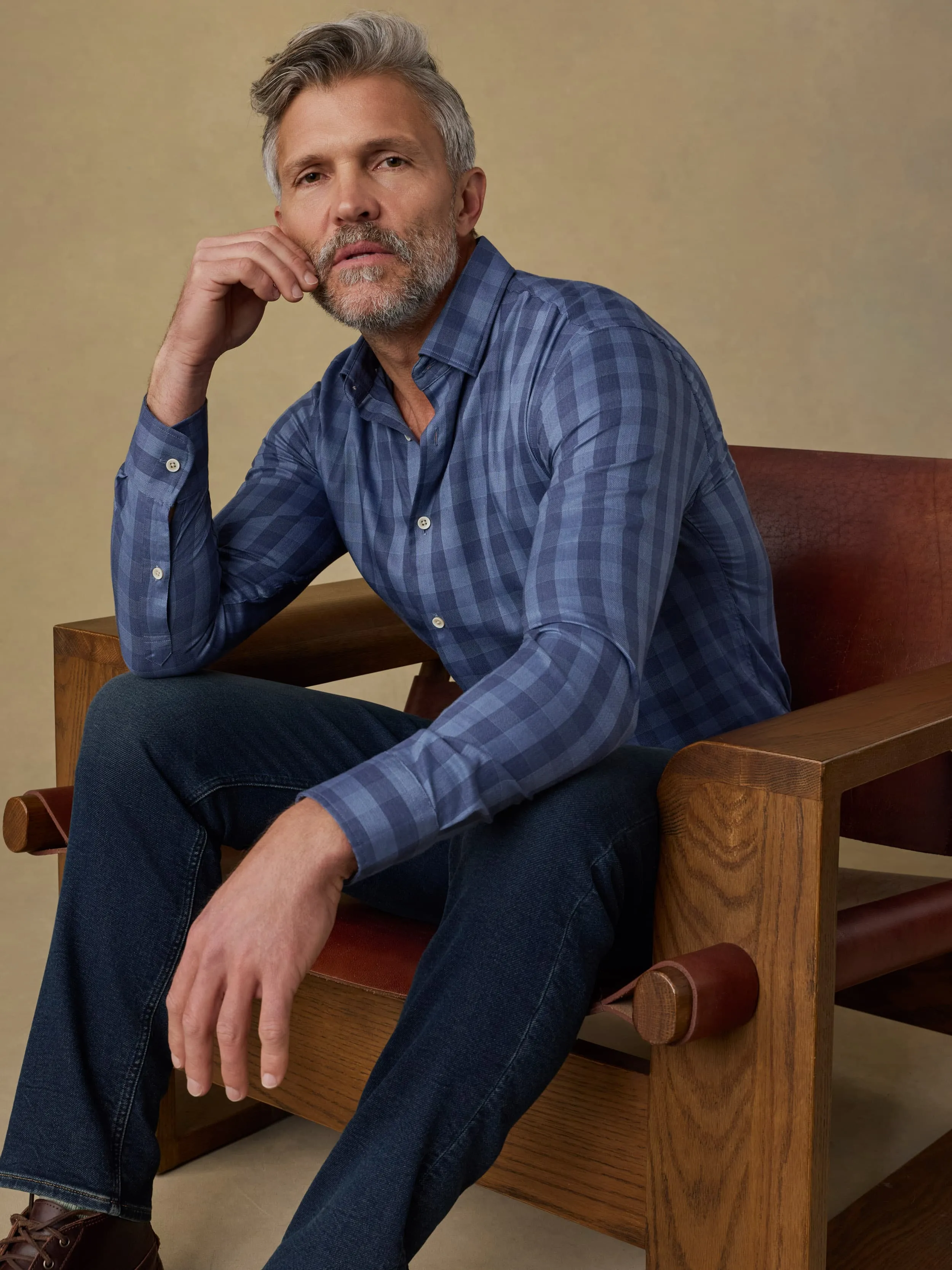 Movement™ Monterey Shirt - Navy Tide Check sold by Faherty product image thumbnail 2