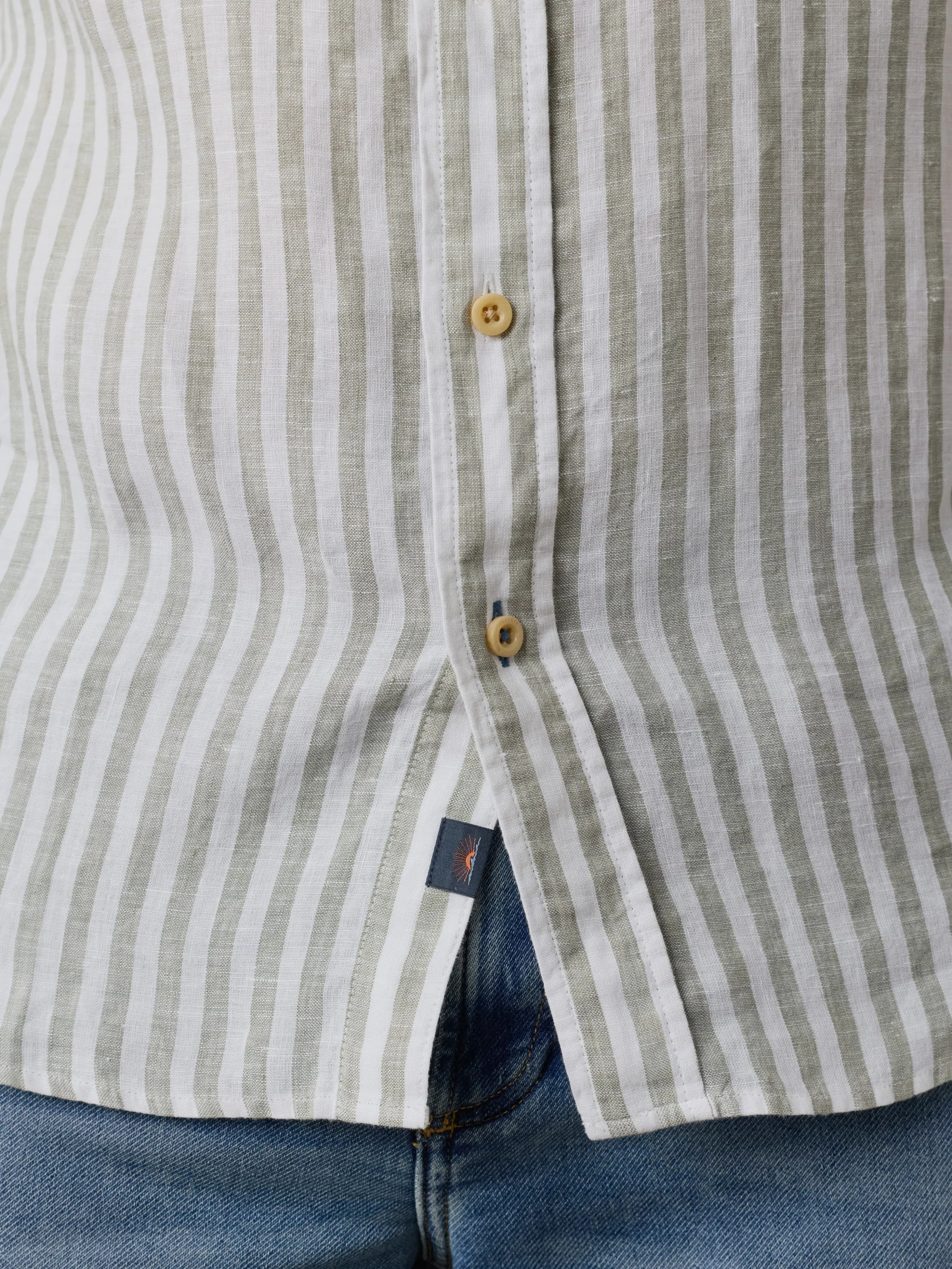Laguna Linen Shirt - Green Hill Stripe sold by Faherty product image thumbnail 4