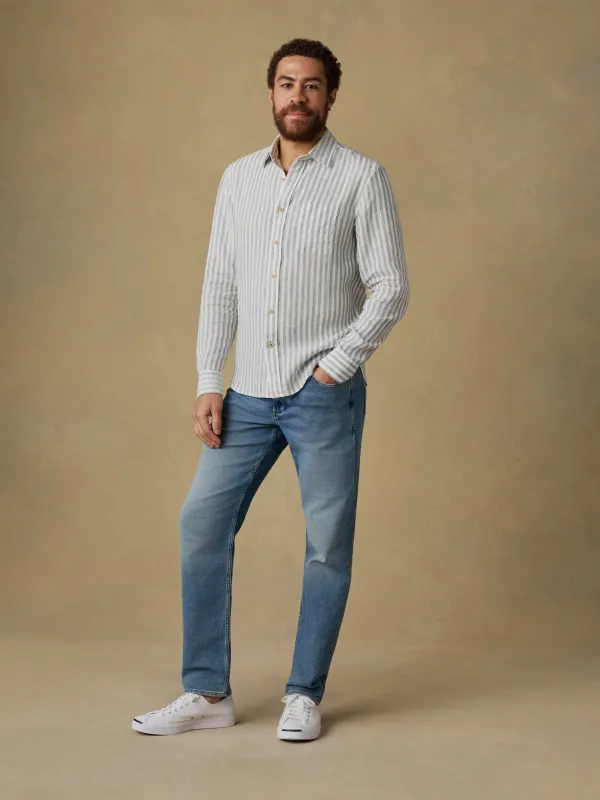 Laguna Linen Shirt - Green Hill Stripe made by Faherty