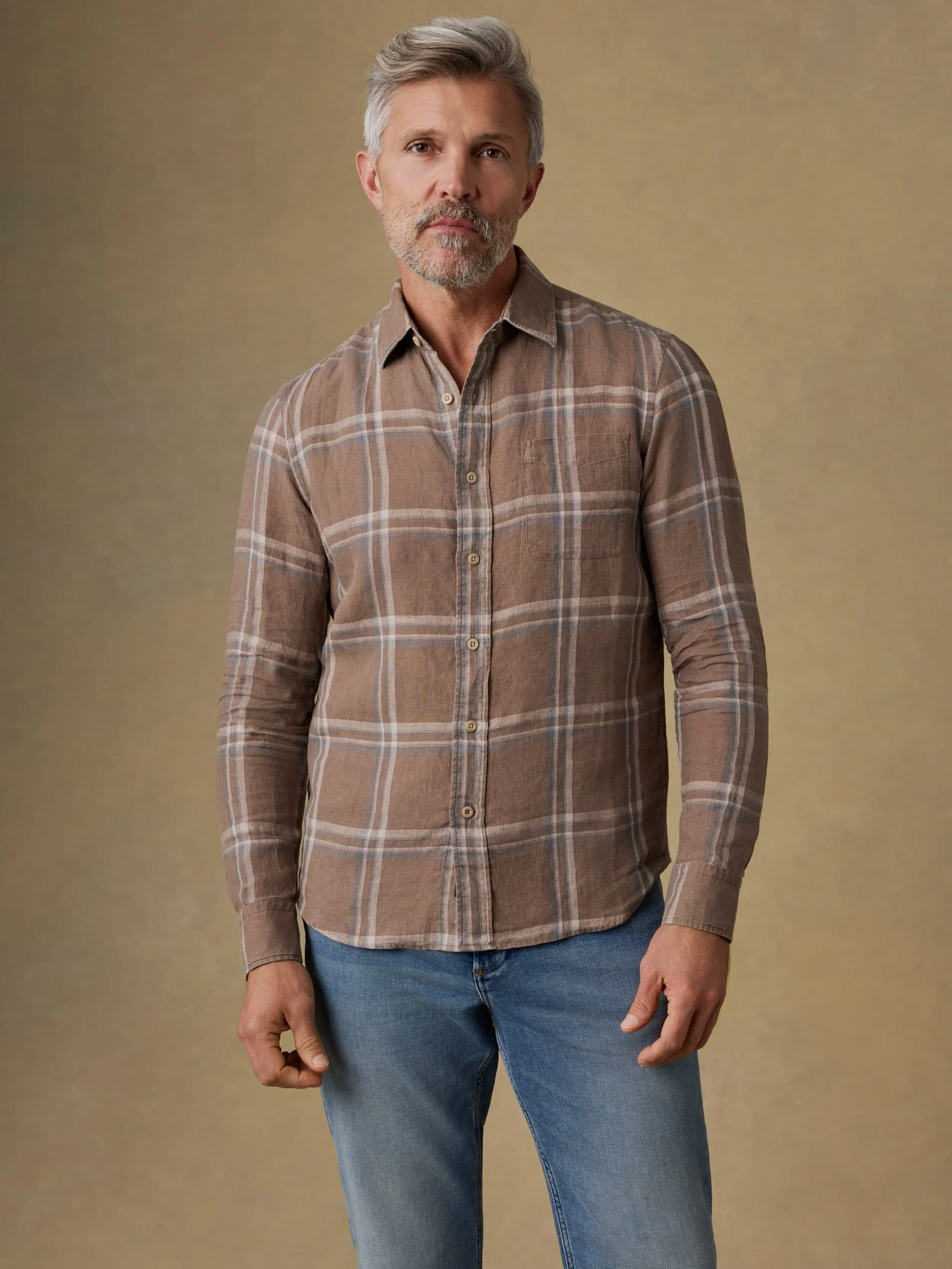 Laguna Linen Shirt - Driftwood Coast Plaid sold by Faherty