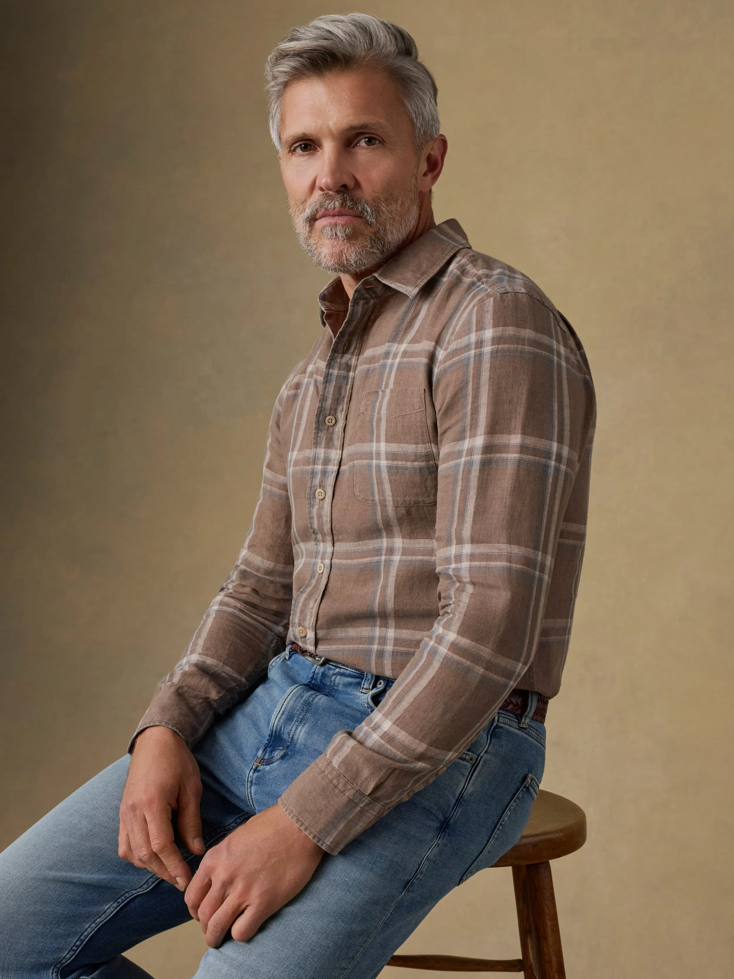 Laguna Linen Shirt - Driftwood Coast Plaid sold by Faherty product image thumbnail 4
