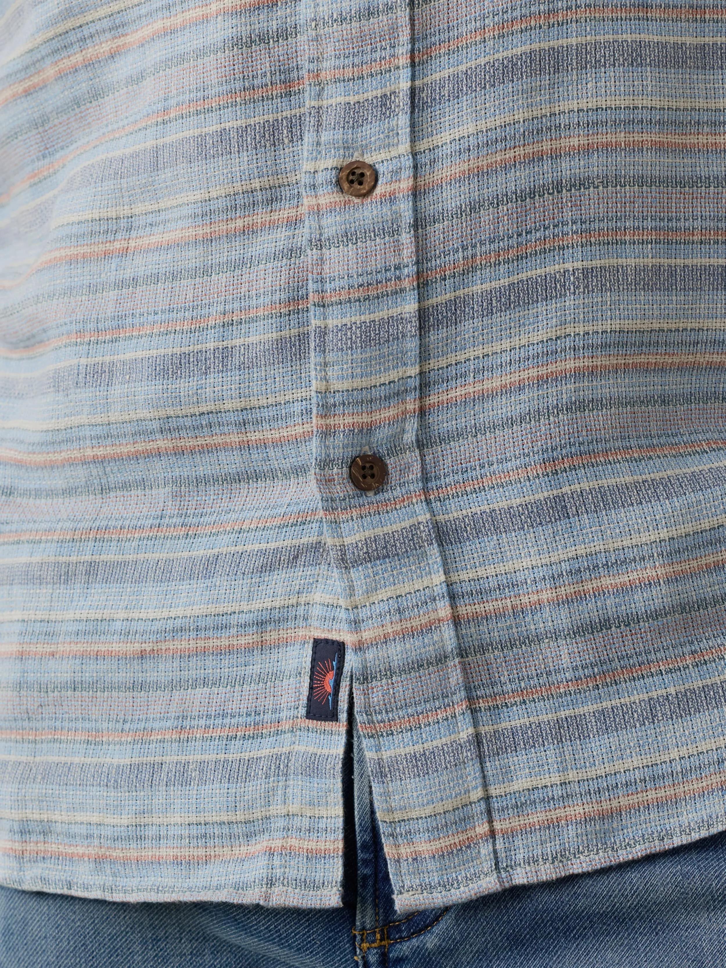 Short-Sleeve Palma Linen Shirt - Blue Gulf Stripe sold by Faherty product image thumbnail 5