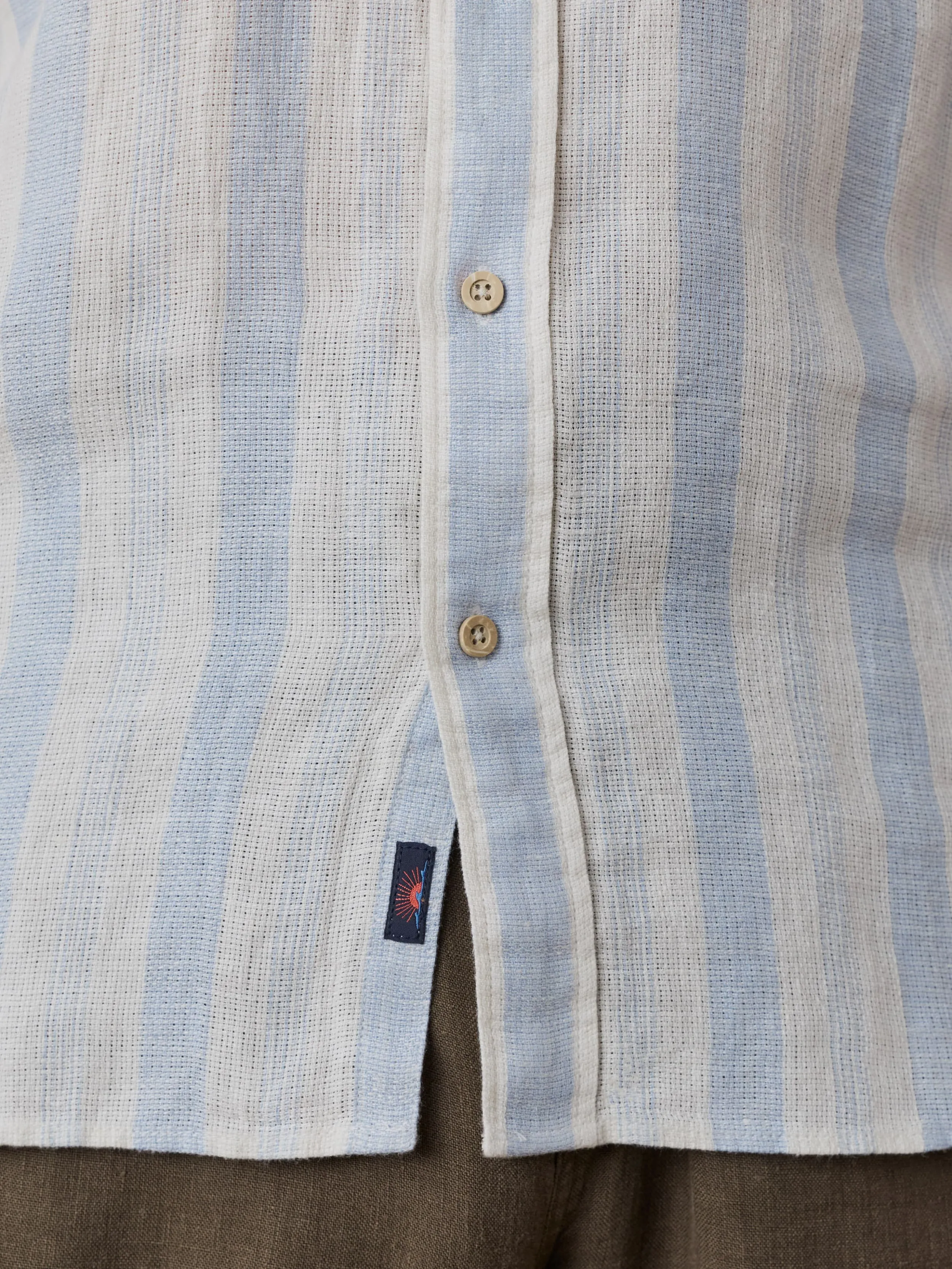 Short-Sleeve Palma Linen Shirt - Island Blue Stripe sold by Faherty product image thumbnail 5