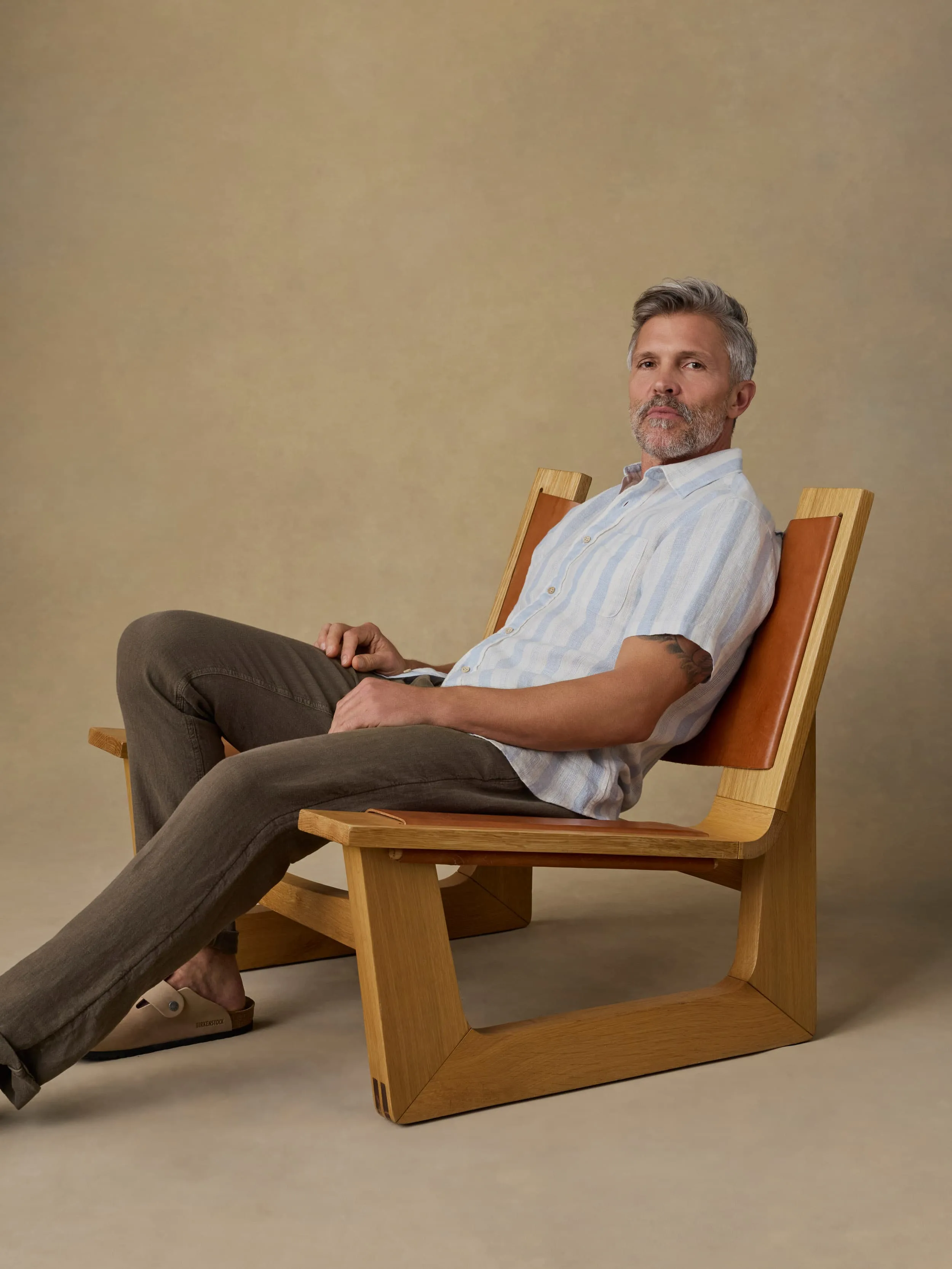 Short-Sleeve Palma Linen Shirt - Island Blue Stripe sold by Faherty product image thumbnail 2