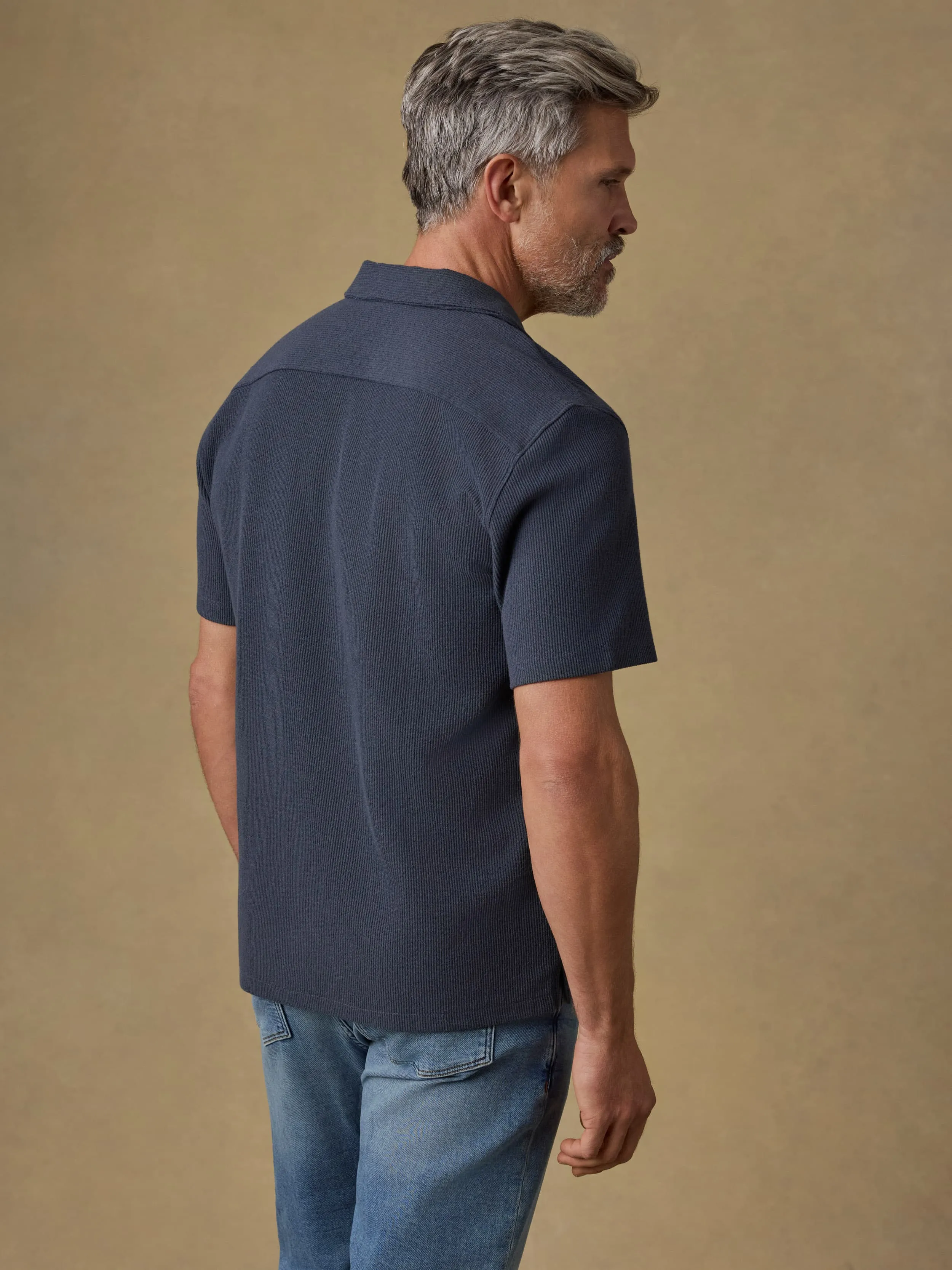 Short-Sleeve Oasis Camp Shirt - Granite Navy sold by Faherty product image thumbnail 3