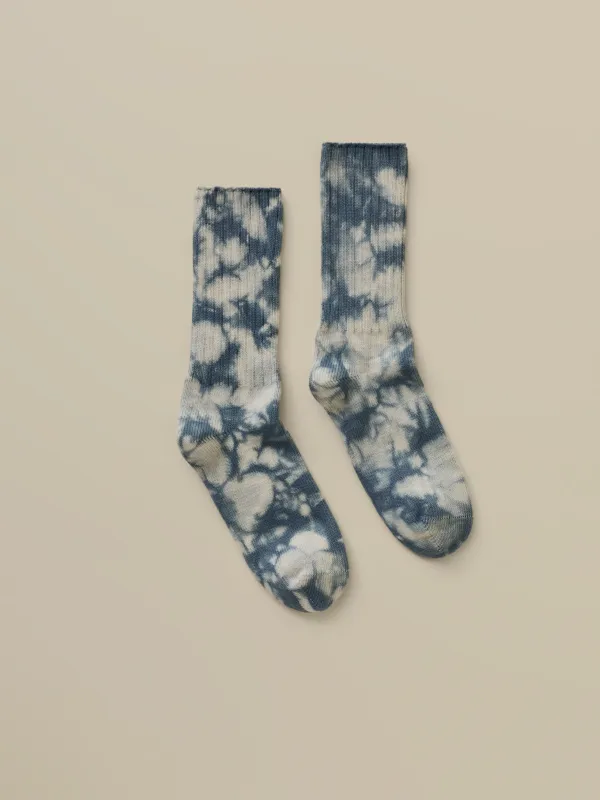 Sunwashed Tie Dye Sock - Deep Marine made by Faherty