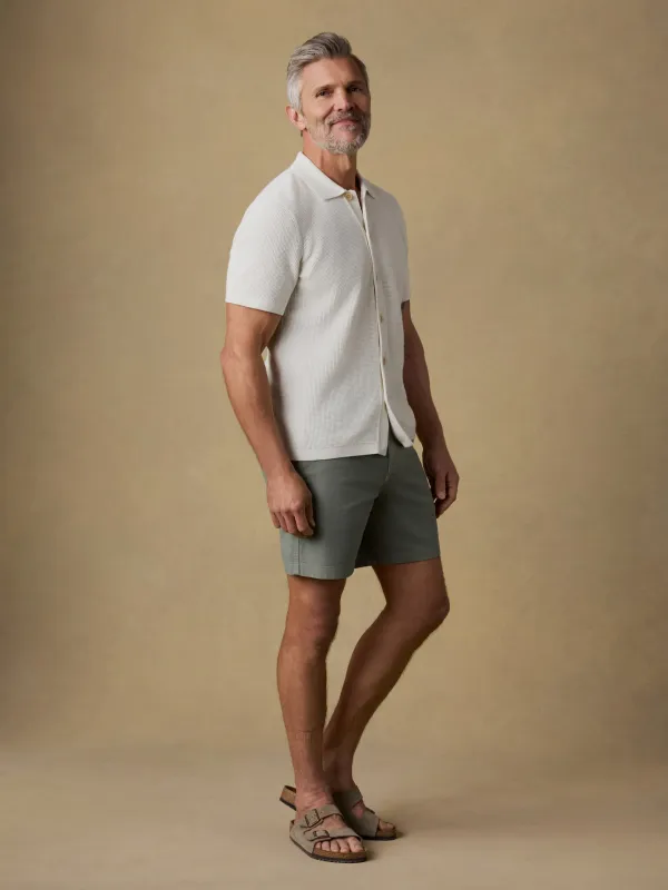 Short-Sleeve Sunwashed Sweater Shirt - White Shell made by Faherty