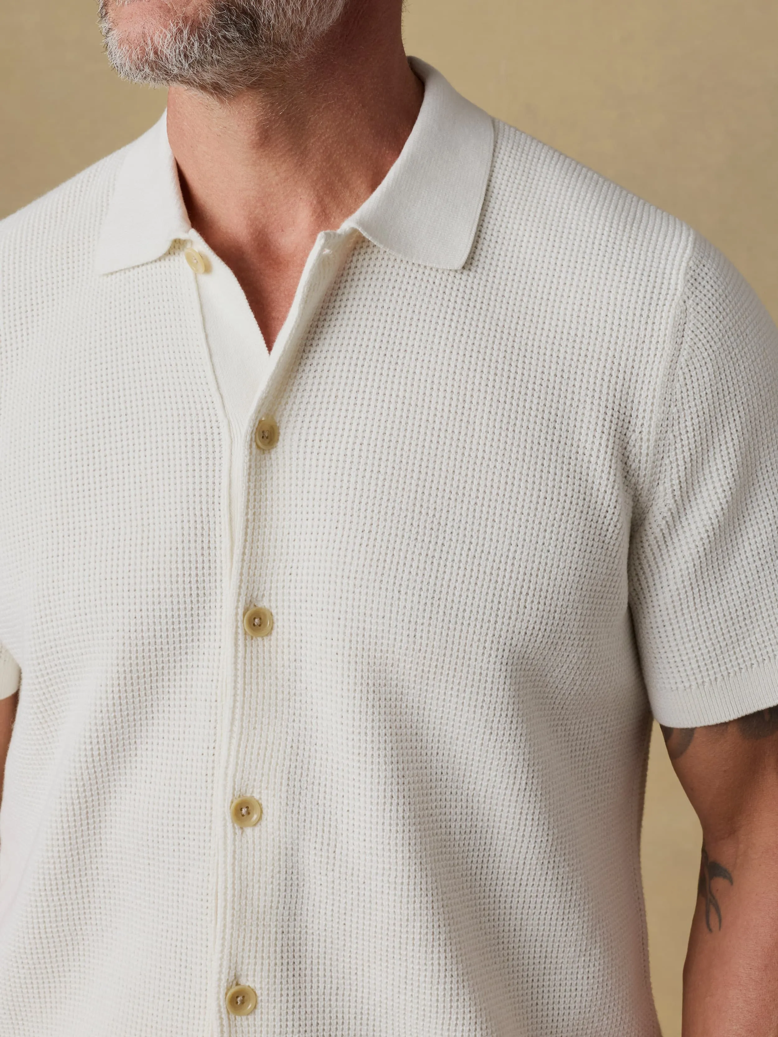 Short-Sleeve Sunwashed Sweater Shirt - White Shell sold by Faherty product image thumbnail 5